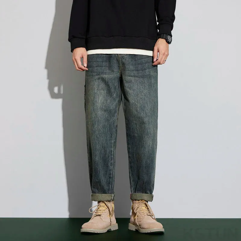 2024 Spring and Autumn Men's Jeans Harem Pants Loose Baggy Men Cargo Pants Vintage Pockets Desinger Streetwear Motocycle Jeans