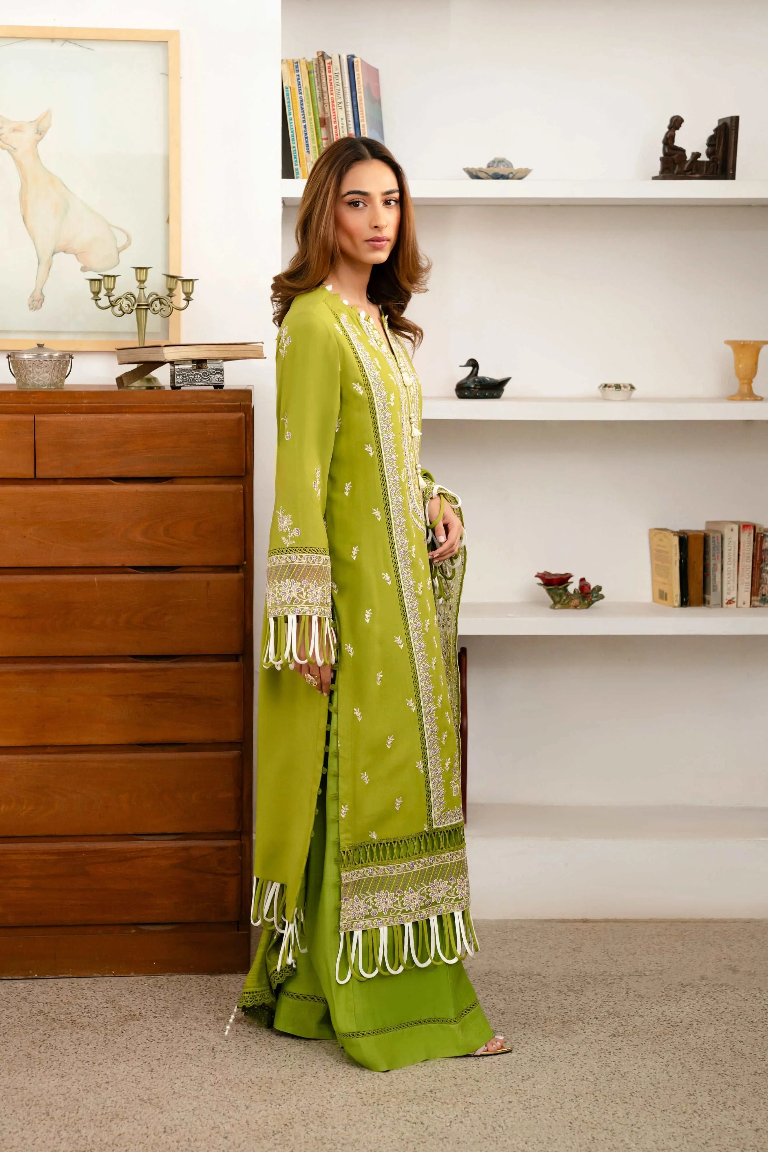 3 Piece Embroidered Linen Suit