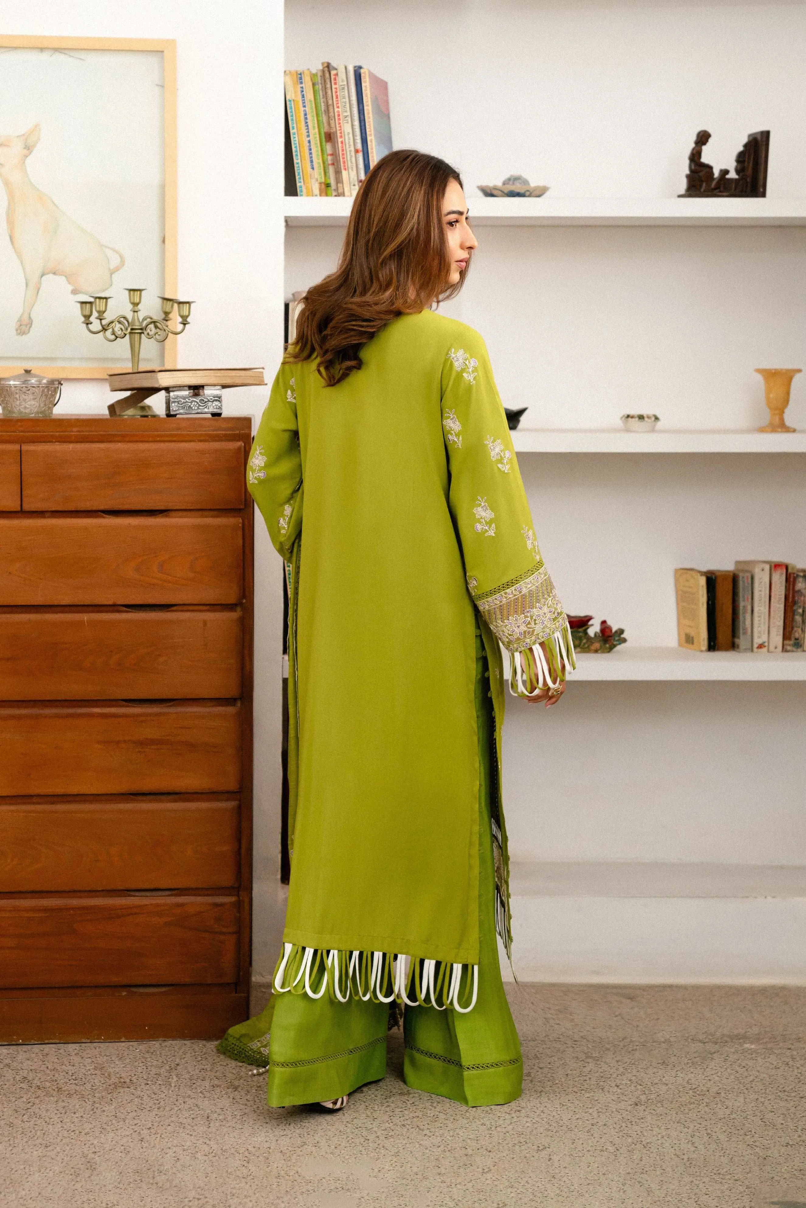 3 Piece Embroidered Linen Suit
