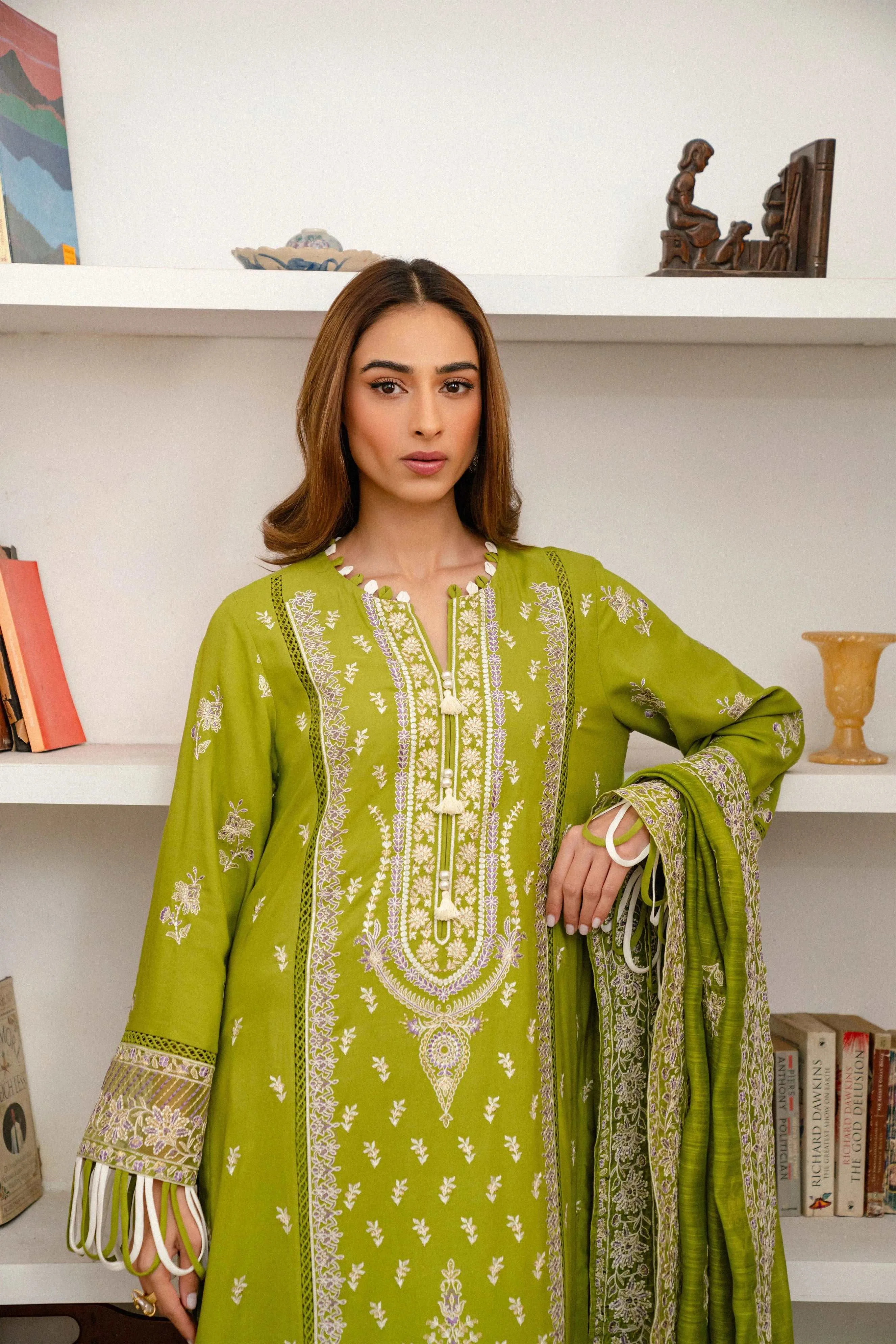 3 Piece Embroidered Linen Suit