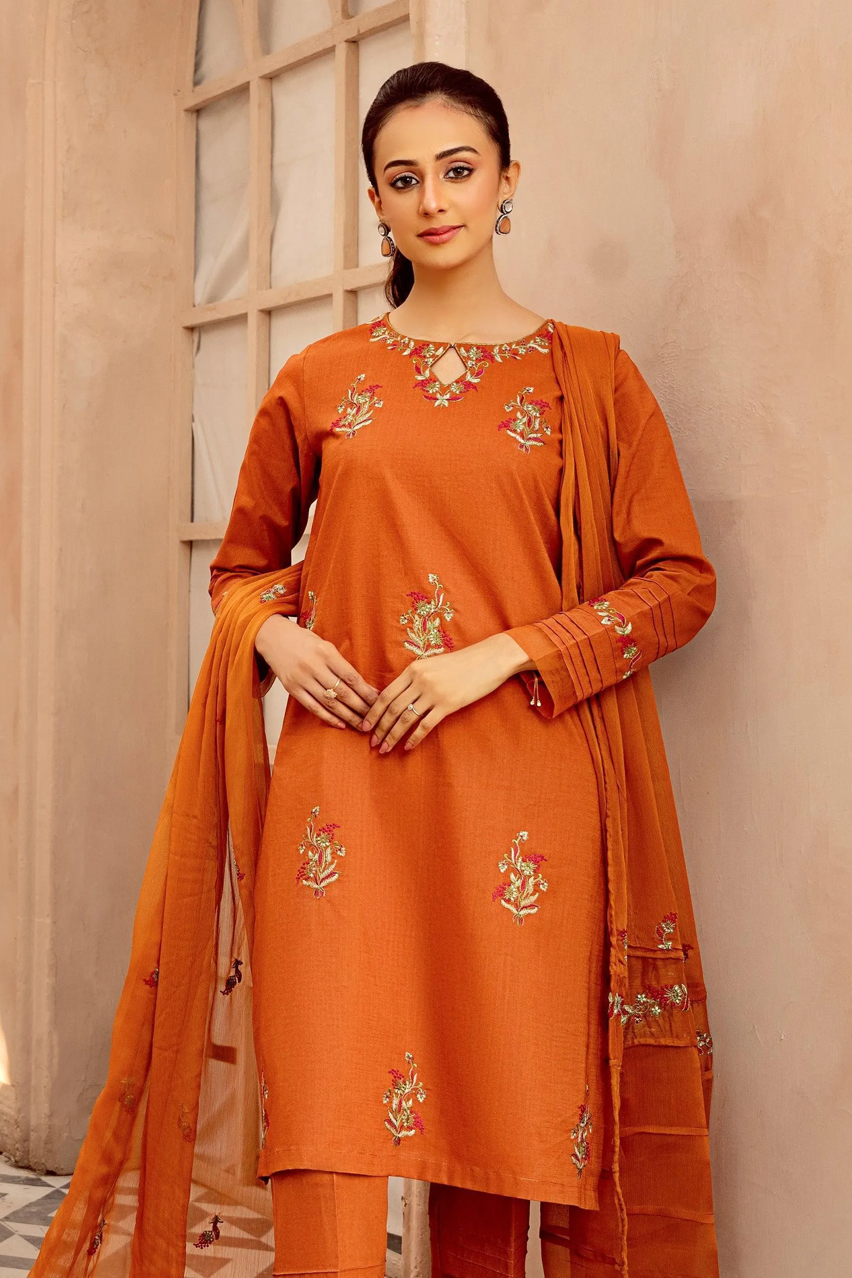 3PC - Embroidered Textured Lawn