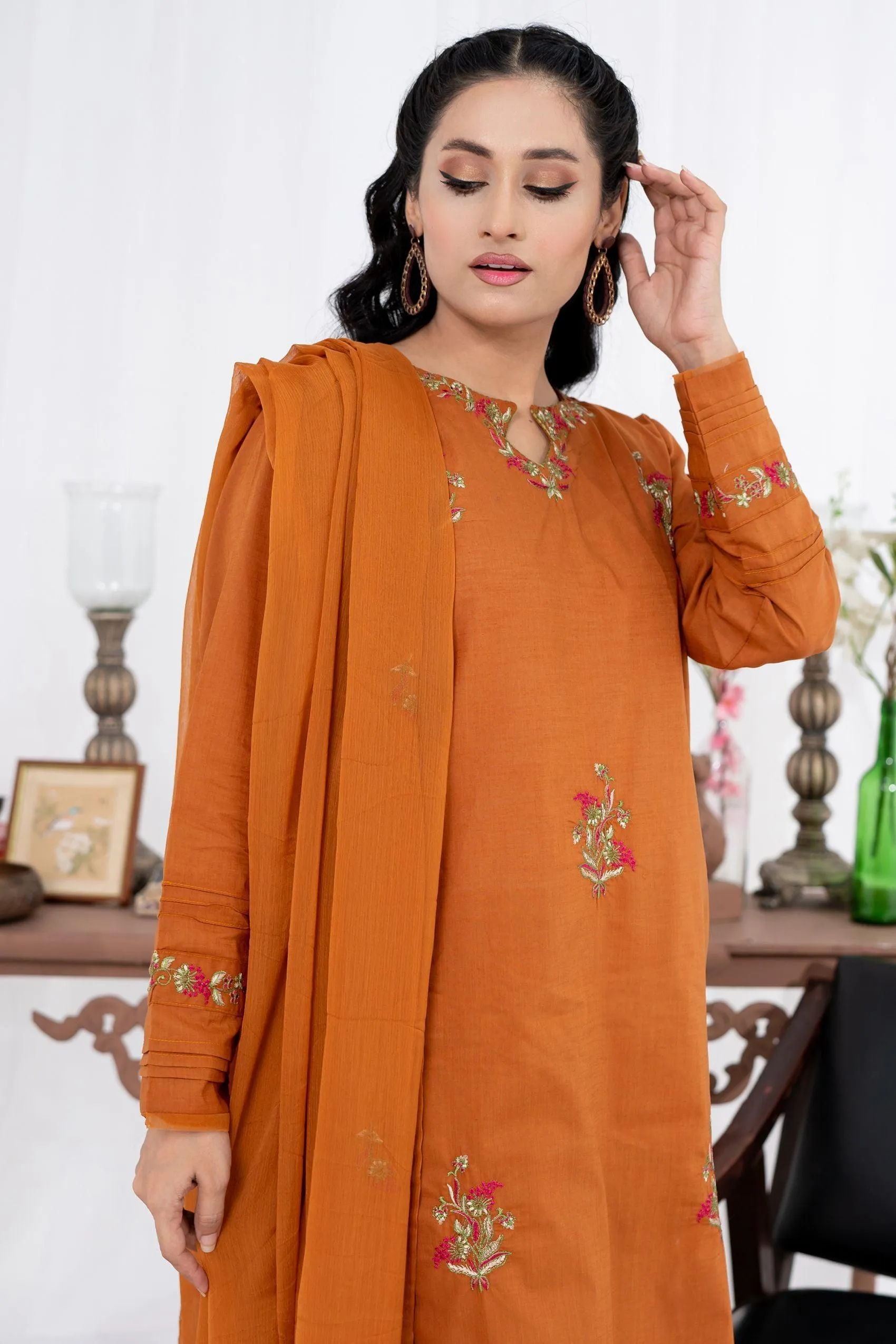 3PC - Embroidered Textured Lawn