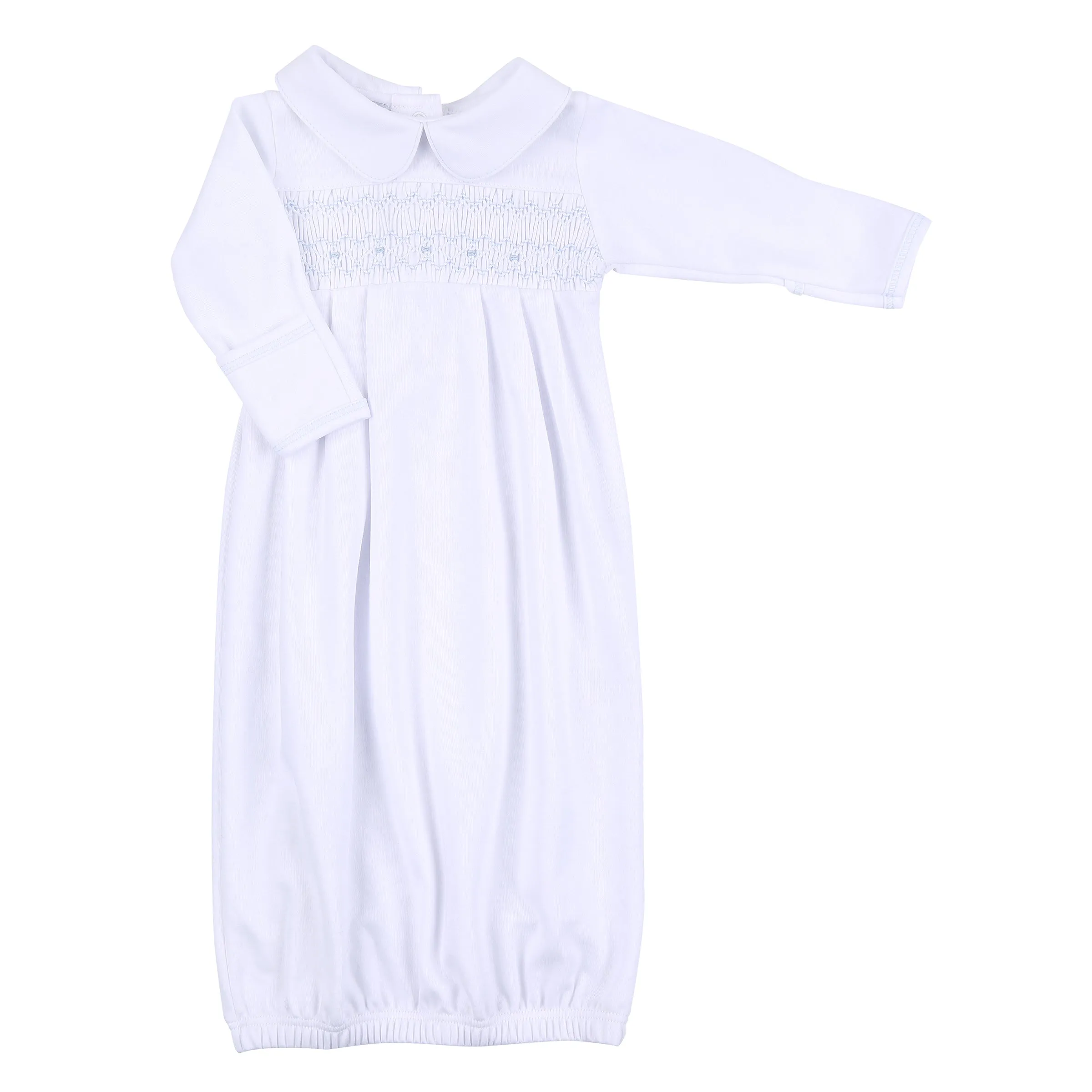 Alice Andrew Smocked Pleated Gown Blue