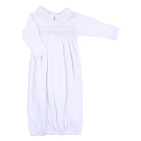 Alice Andrew Smocked Pleated Gown Blue