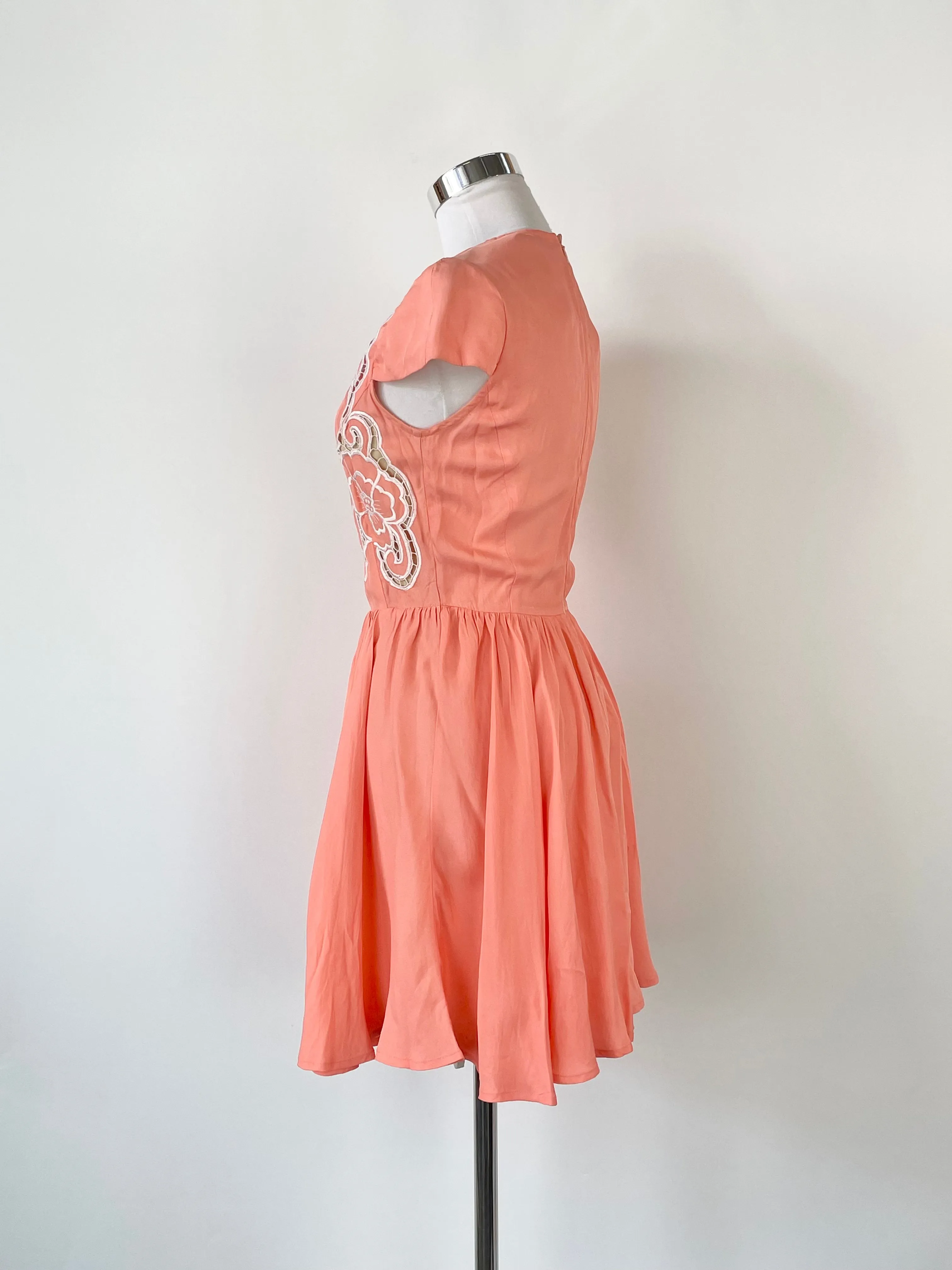 Alice McCall Salmon Embroidered Floral Midi Dress - AU6