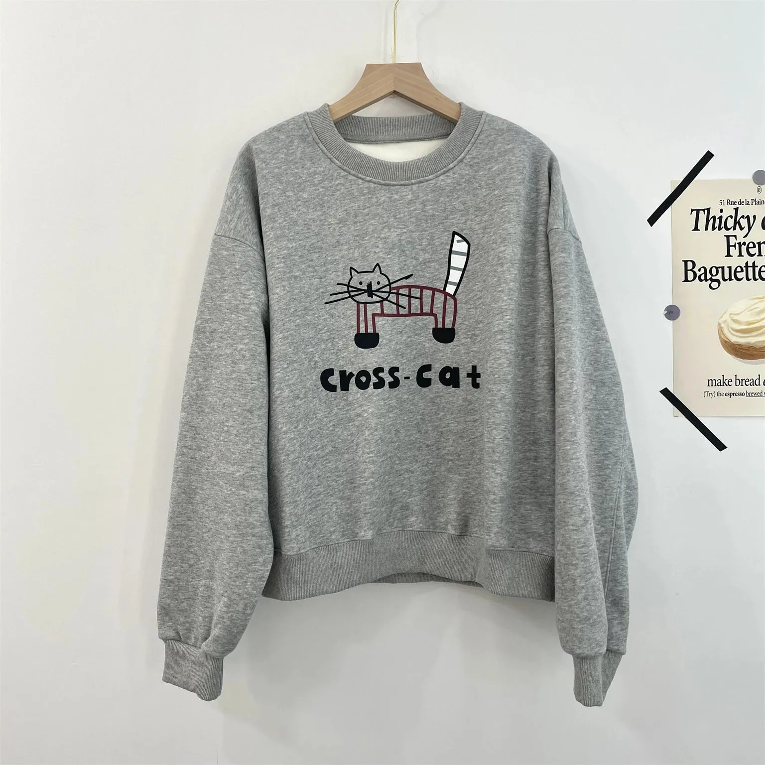 Amozae-Autumn Casual Outfits Amozae-Fun Cat Print Sweatshirt Winter Fleece Women's Hoodie Top Loose