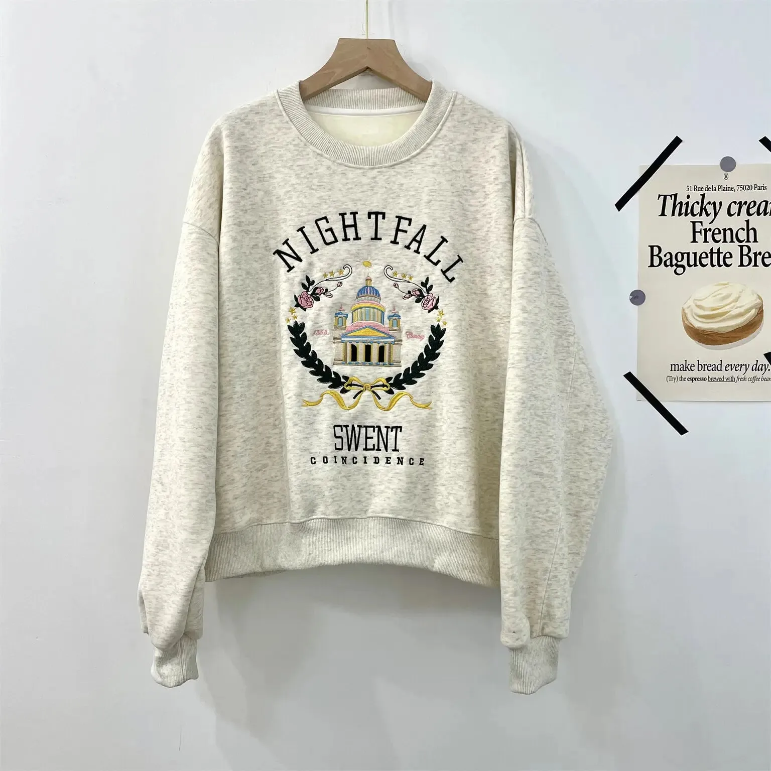 Amozae-Autumn Casual Outfits Amozae-Vintage Embroidery Thick Fleece Lined Sweatshirt Winter Women's Top Loose Hoodie