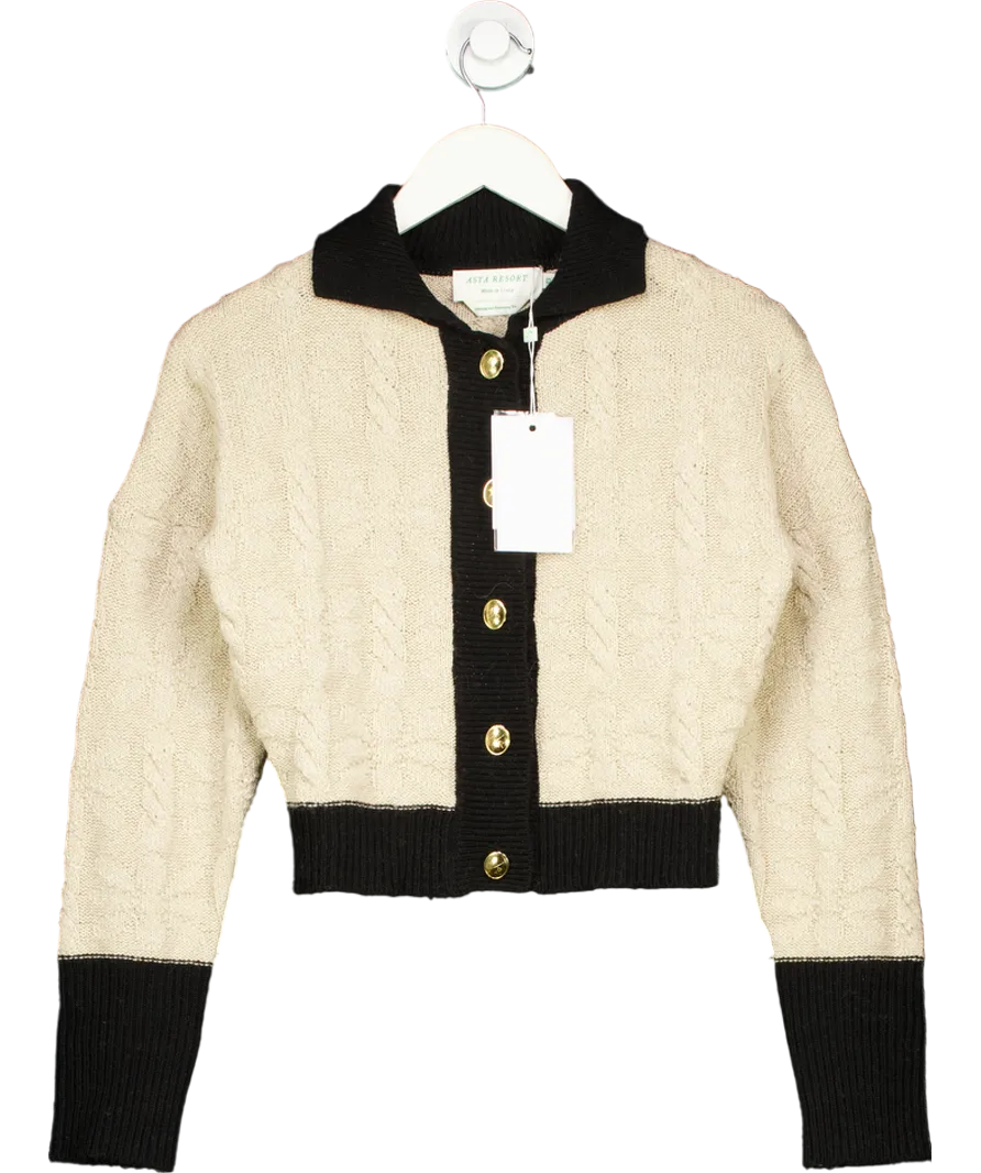 Asta Resort Cream Bella Cardigan - Creme / Black UK XS