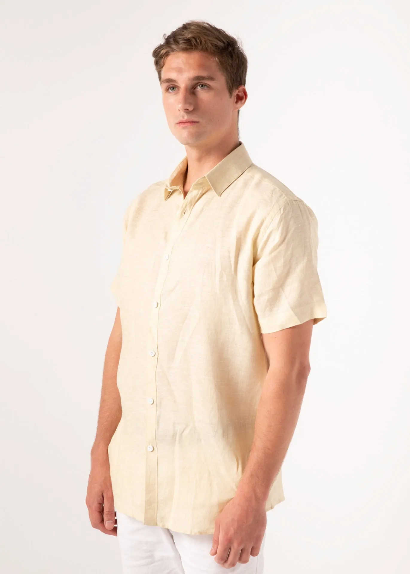 Aurum - Short Sleeve Italian Linen Shirt - Mr. Linen Co