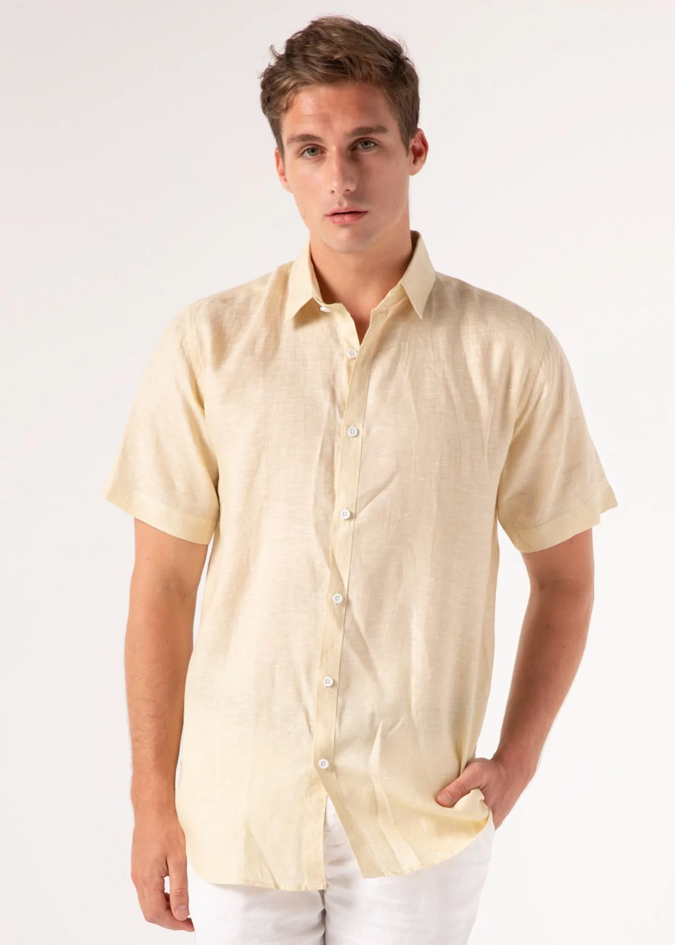Aurum - Short Sleeve Italian Linen Shirt - Mr. Linen Co