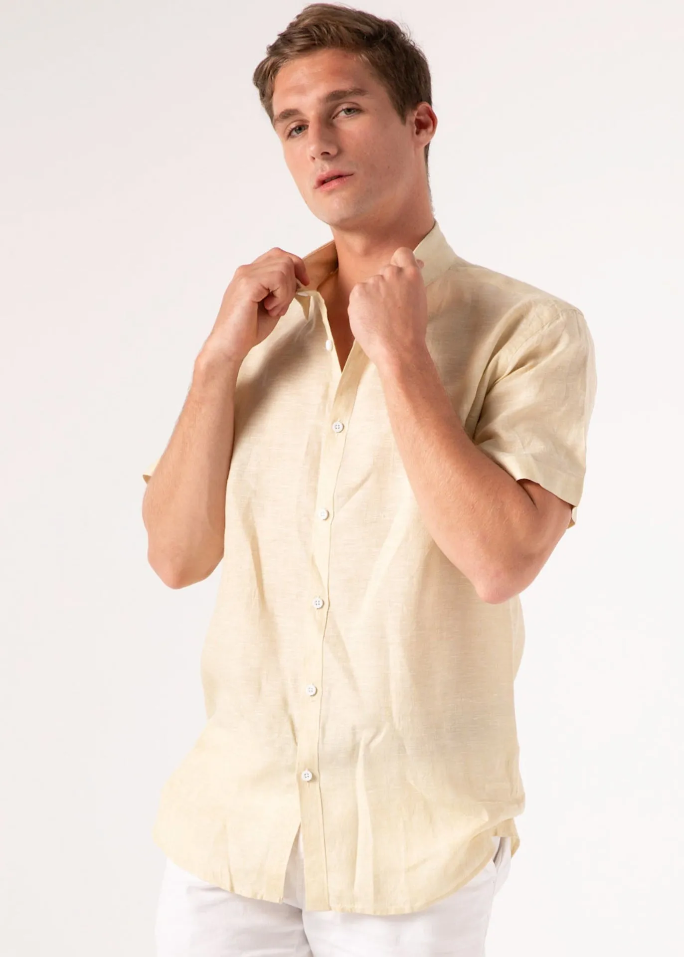 Aurum - Short Sleeve Italian Linen Shirt - Mr. Linen Co