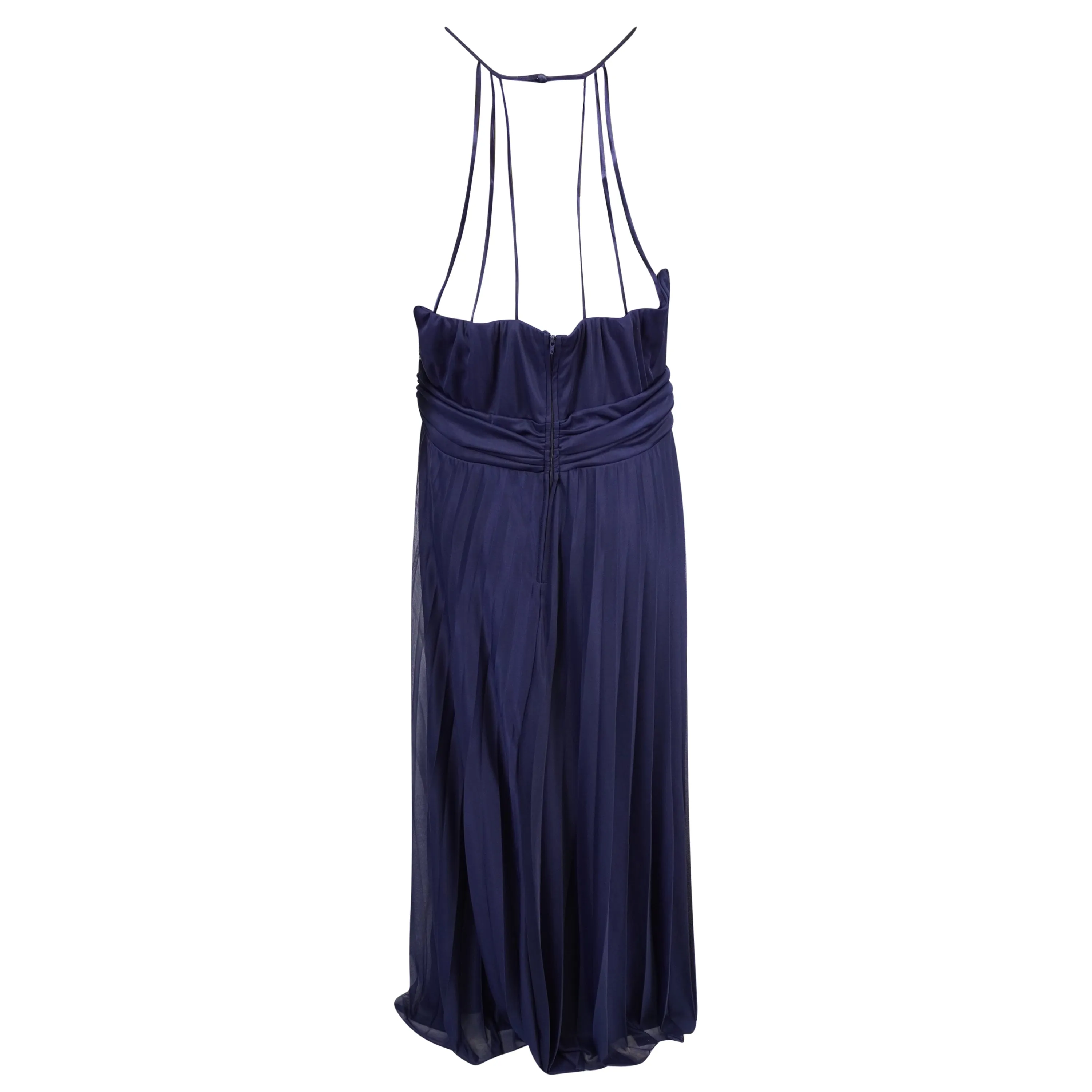 B Darlin Women's Plus Size Rhinestone Halter Full Length Gown Navy Blue Size 24W