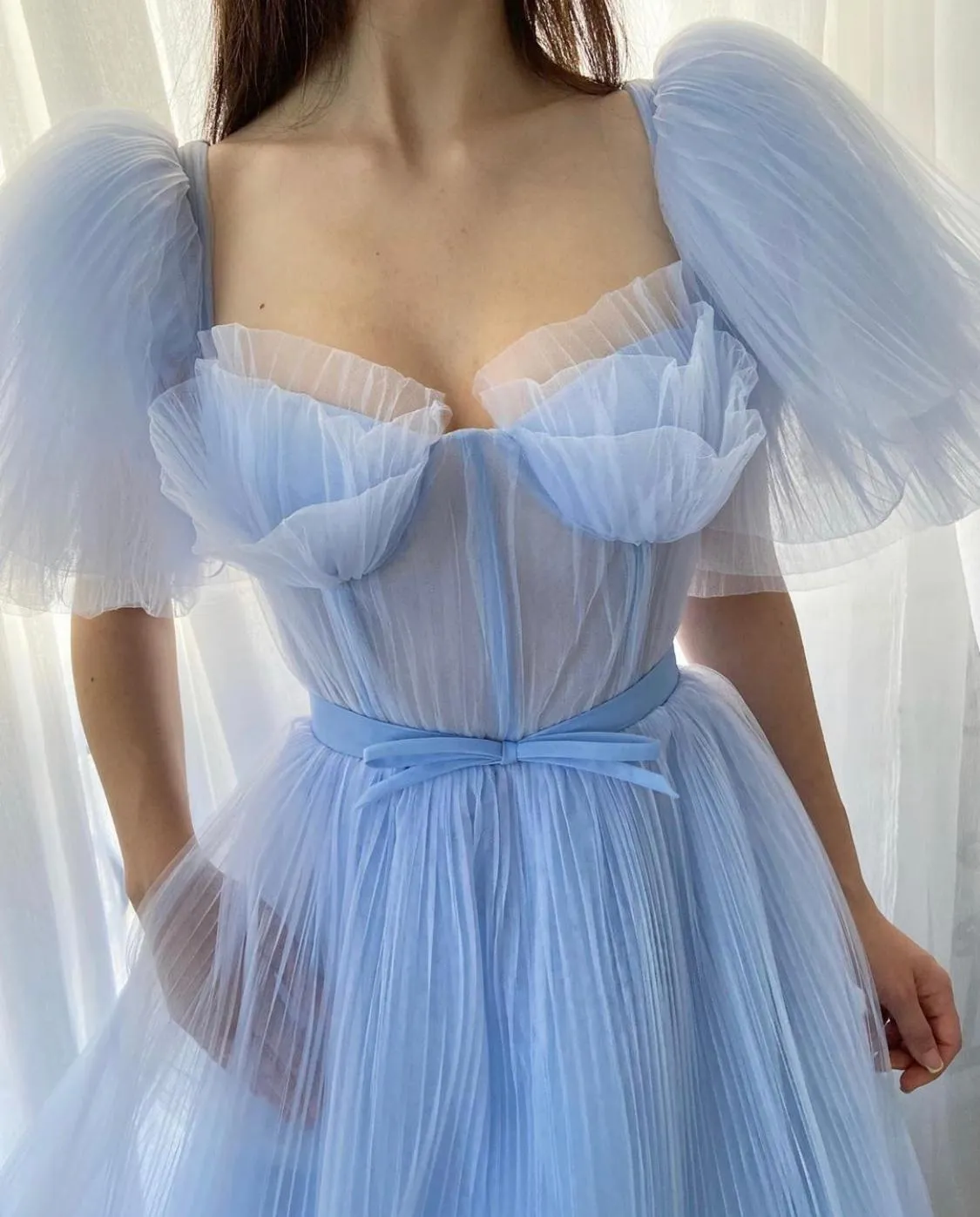 Baby Blue Pleated Gown