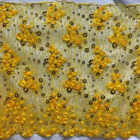 Beaded and Sequined 3D Floral Sparkling Lace Fabric Embroidered on 100% Polyester Net Mesh | Lace USA - GD-2211
