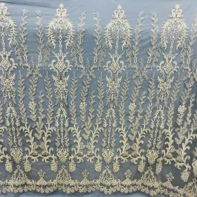 Beaded Lace Fabric Embroidered on 100% Polyester Net Mesh | Lace USA - GD-237303