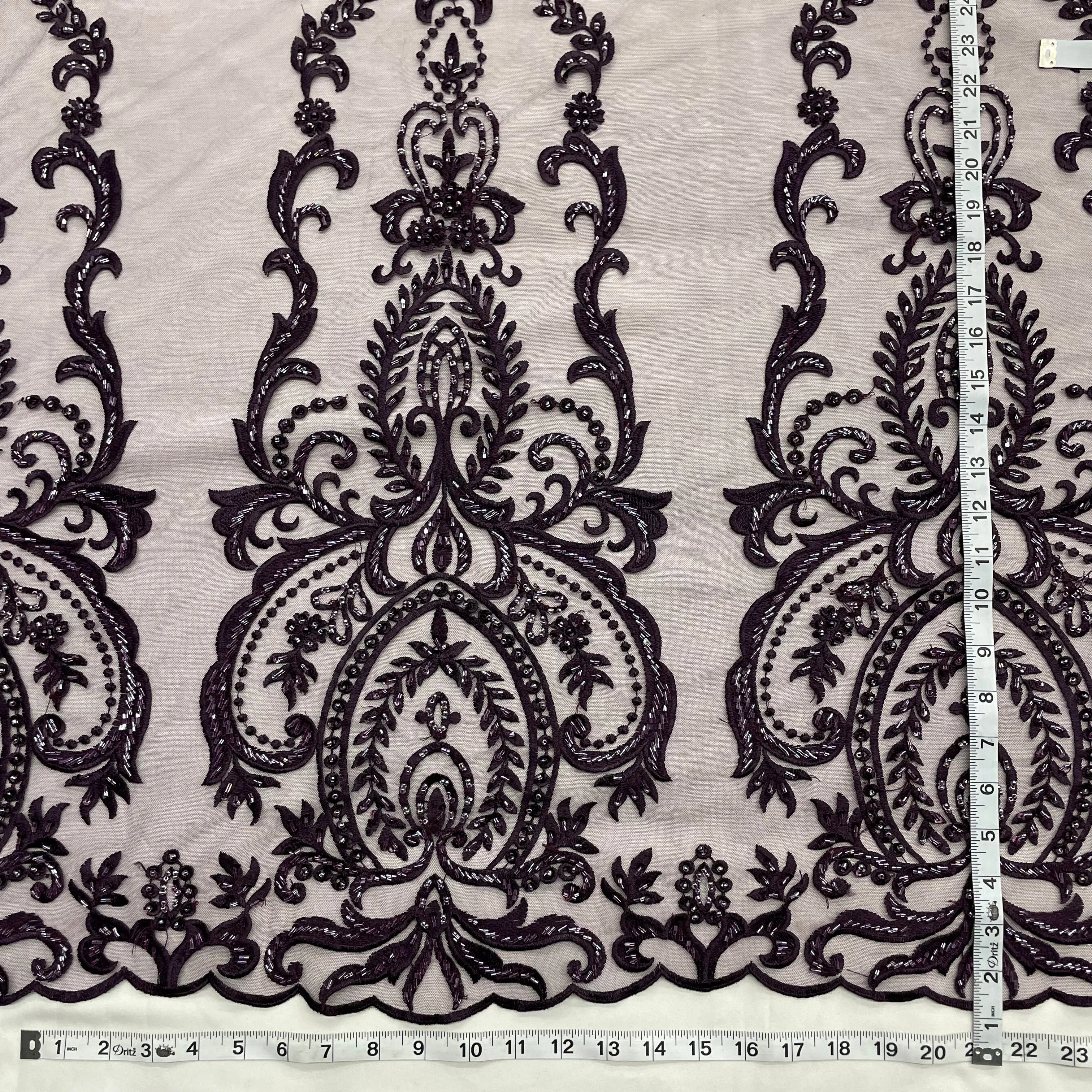 Beaded Lace Fabric Embroidered on 100% Polyester Net Mesh | Lace USA - GD-9117