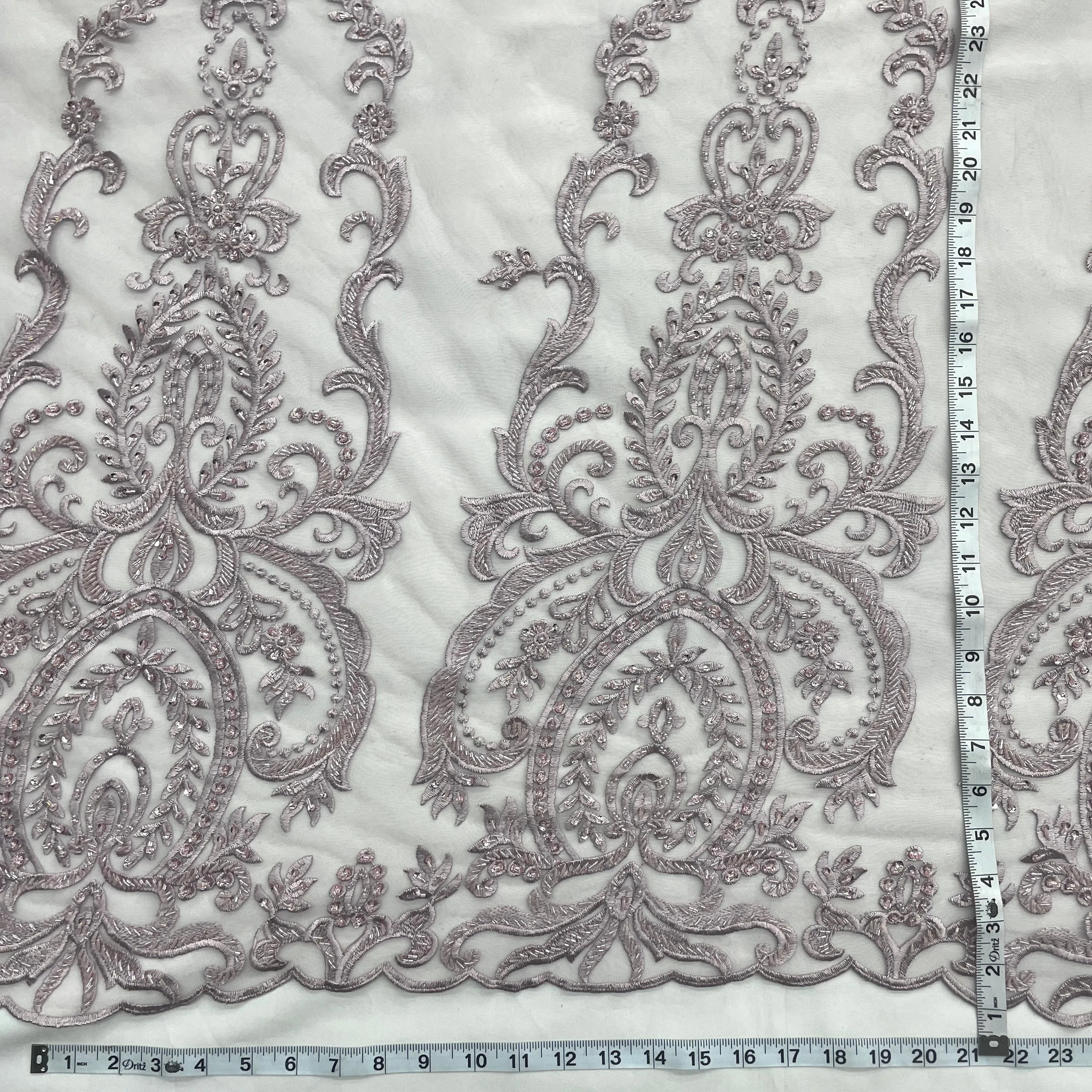 Beaded Lace Fabric Embroidered on 100% Polyester Net Mesh | Lace USA - GD-9117