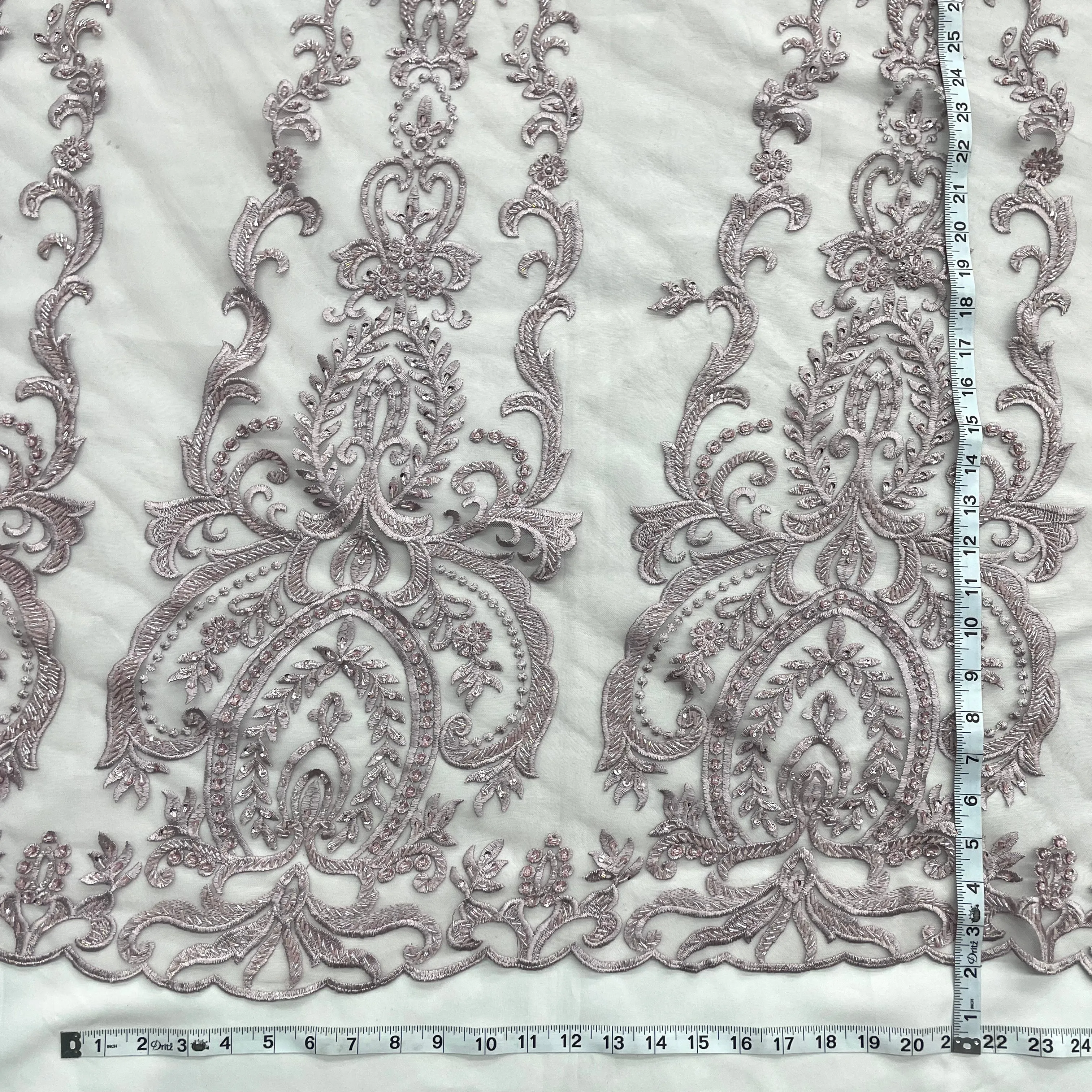 Beaded Lace Fabric Embroidered on 100% Polyester Net Mesh | Lace USA - GD-9117