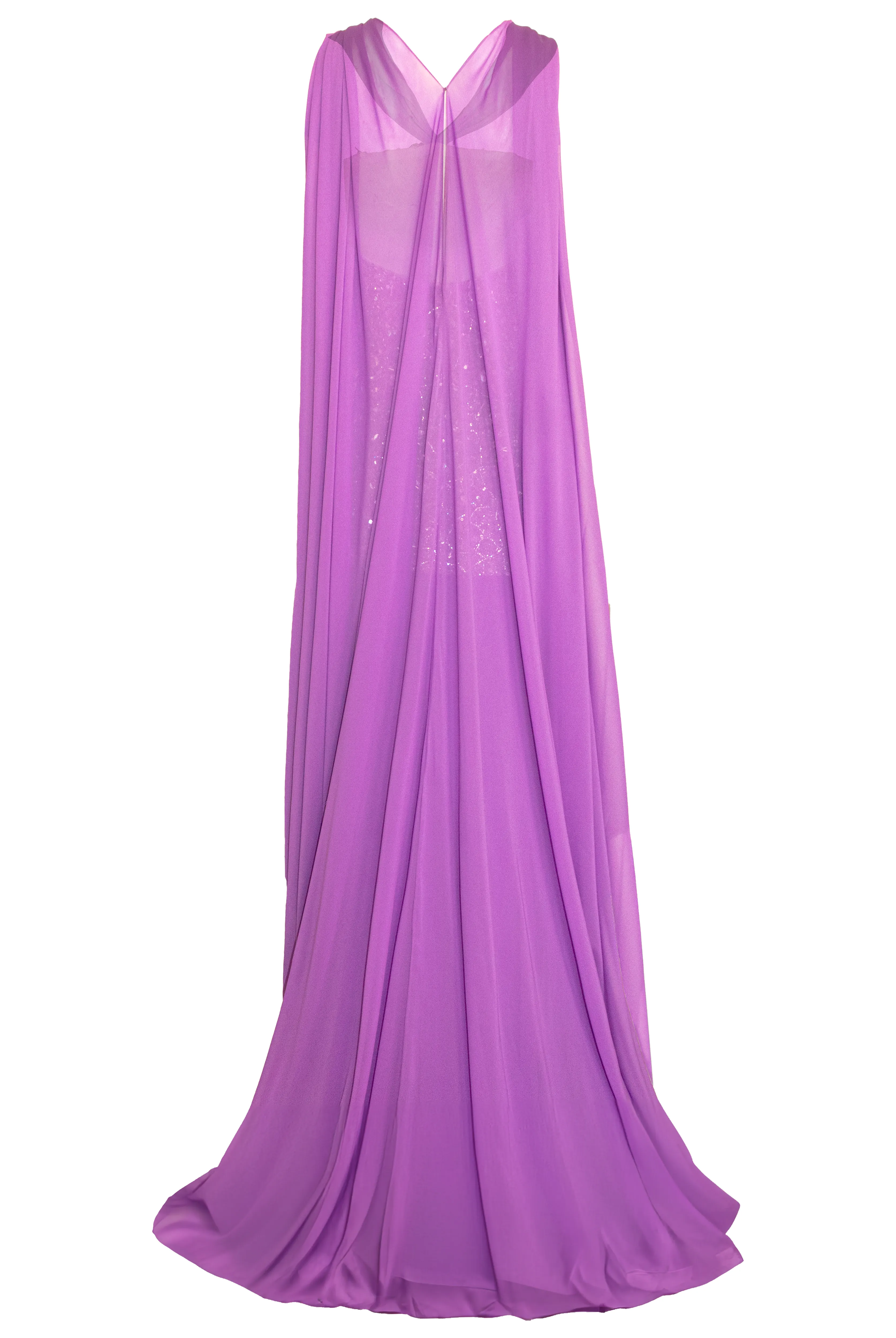 BEADED STRAPLESS DRESS WITH CHIFFON DETAIL