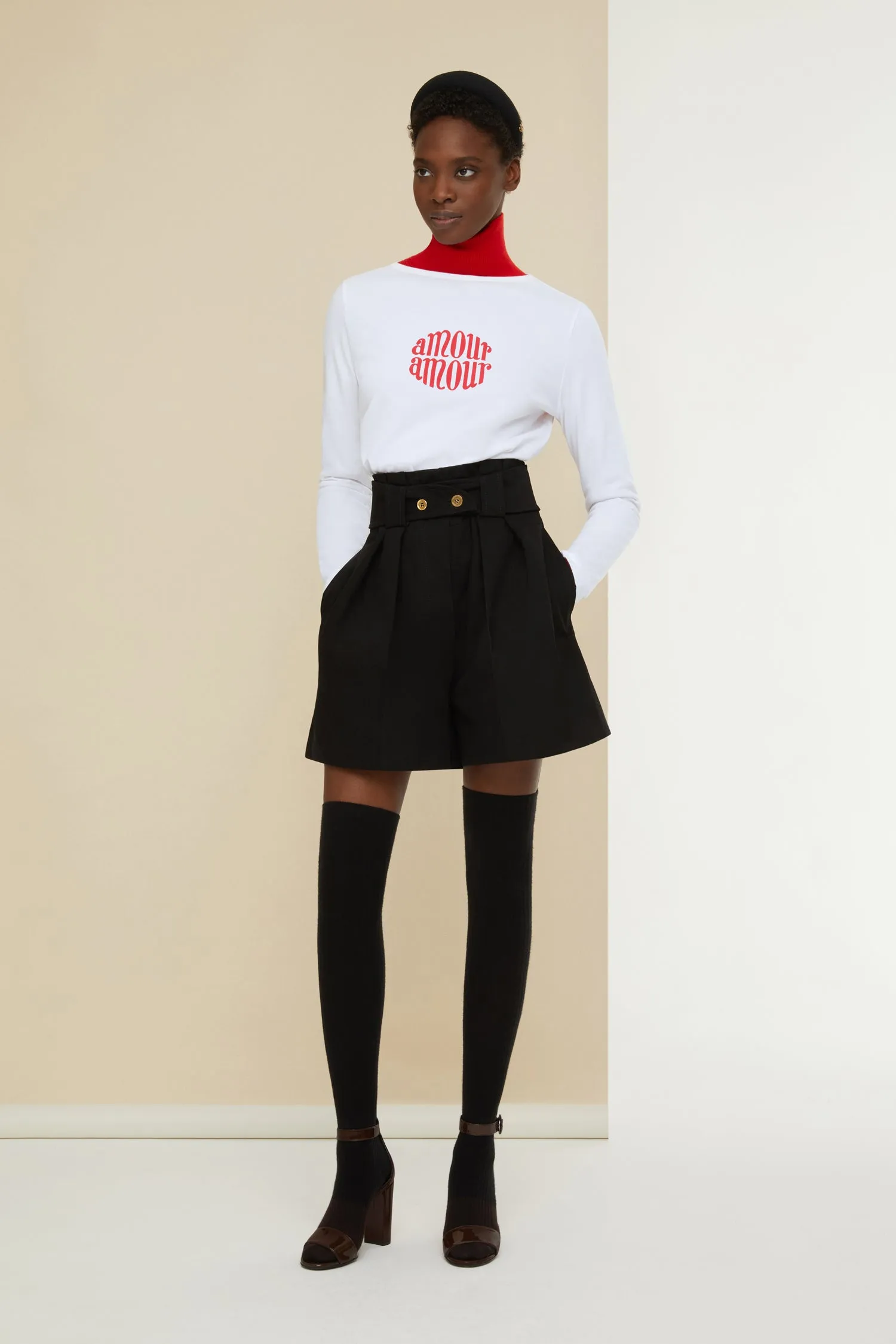 Belted denim shorts in organic cotton