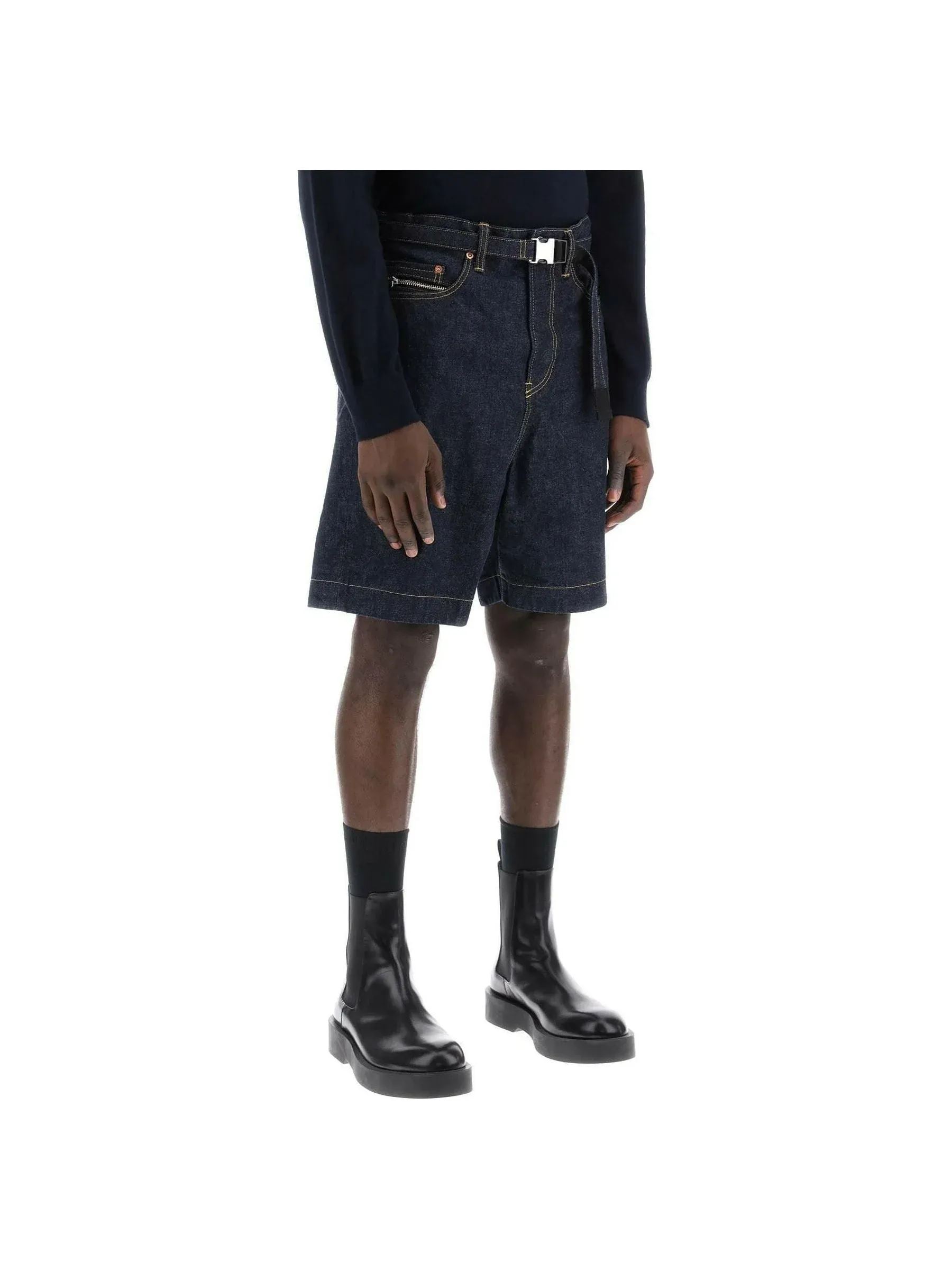 Belted Denim Shorts