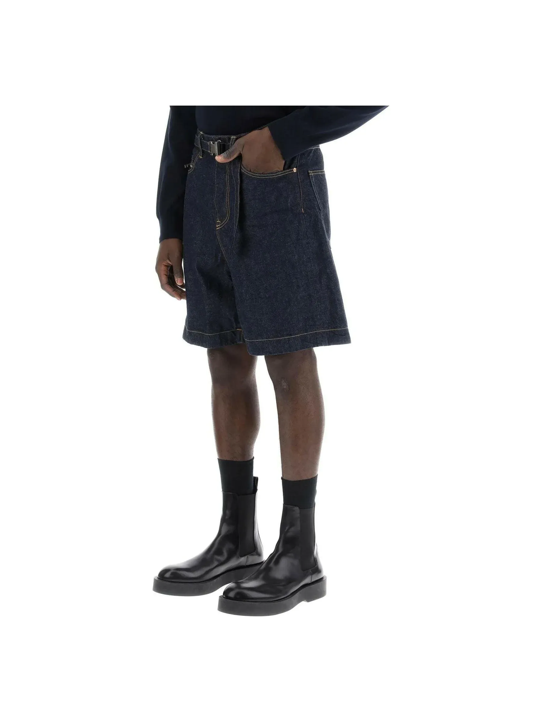 Belted Denim Shorts