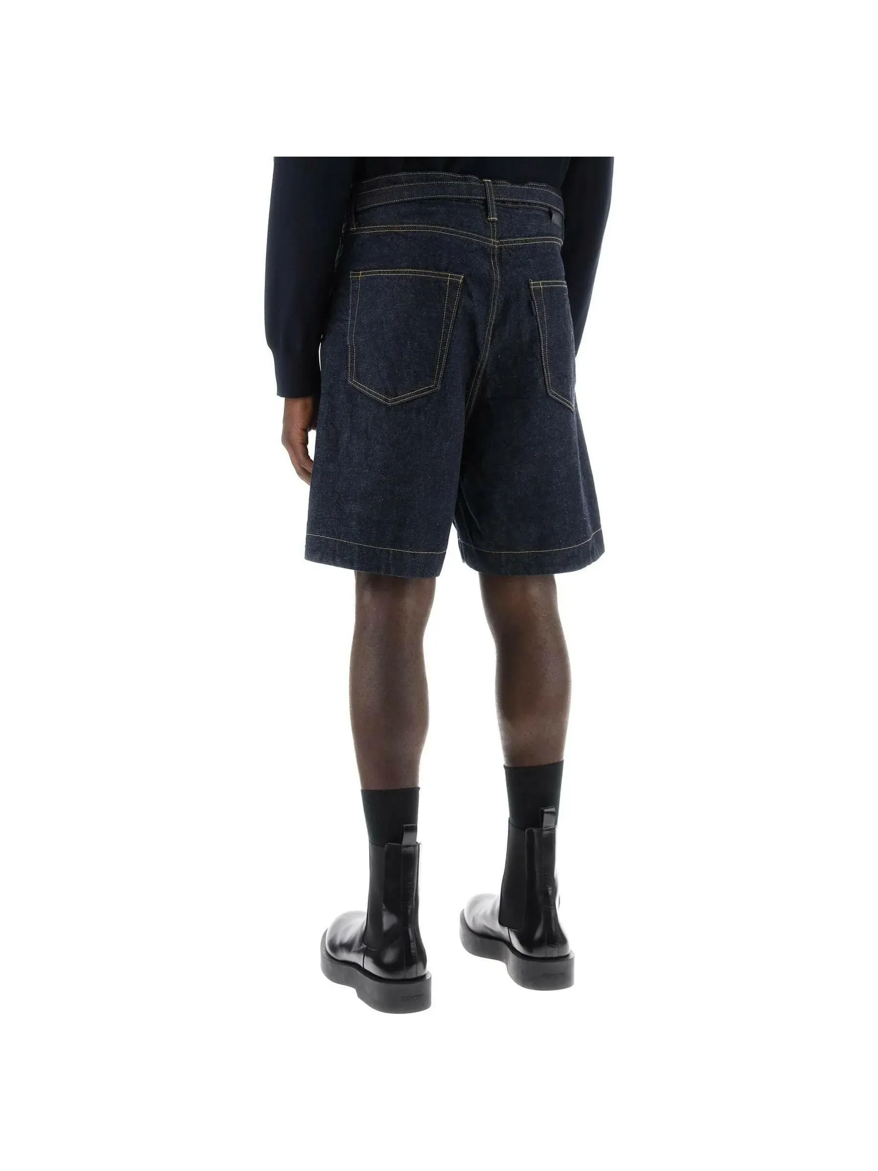 Belted Denim Shorts
