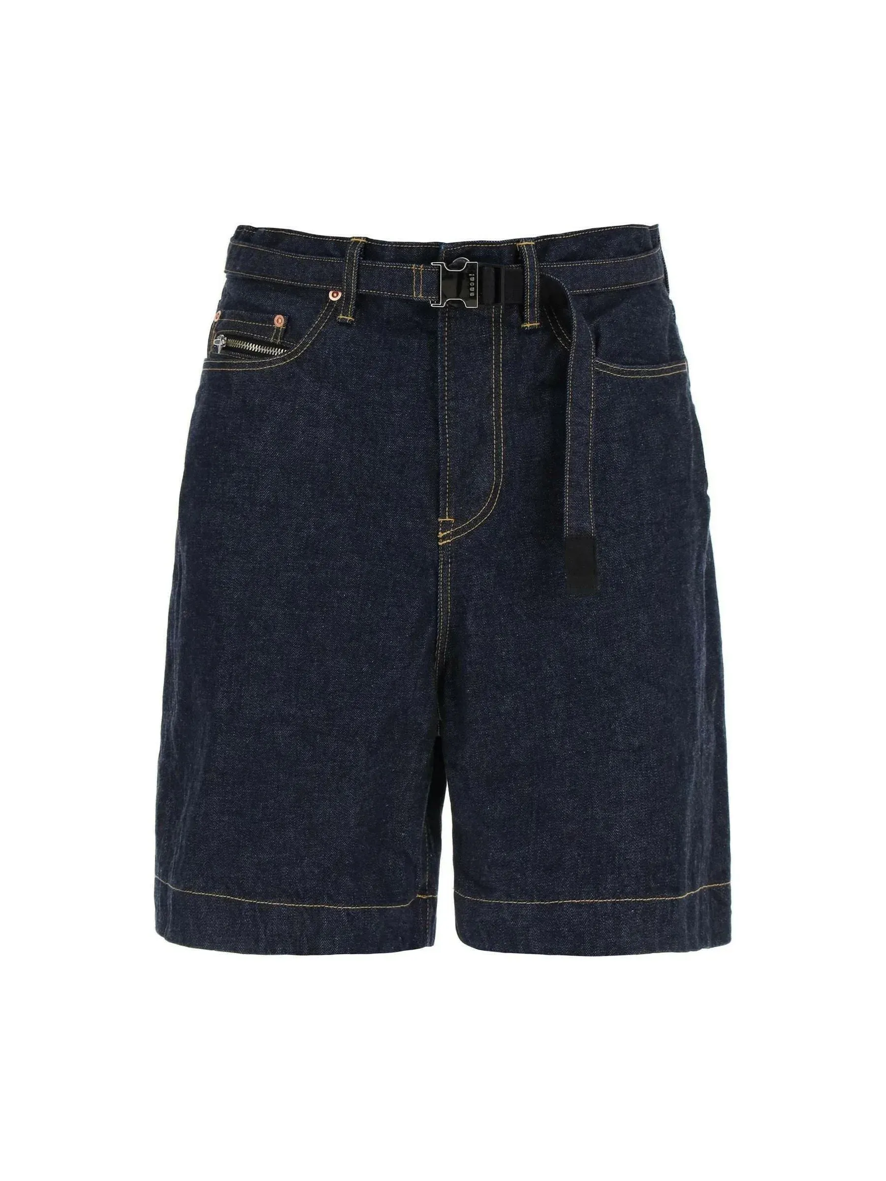 Belted Denim Shorts