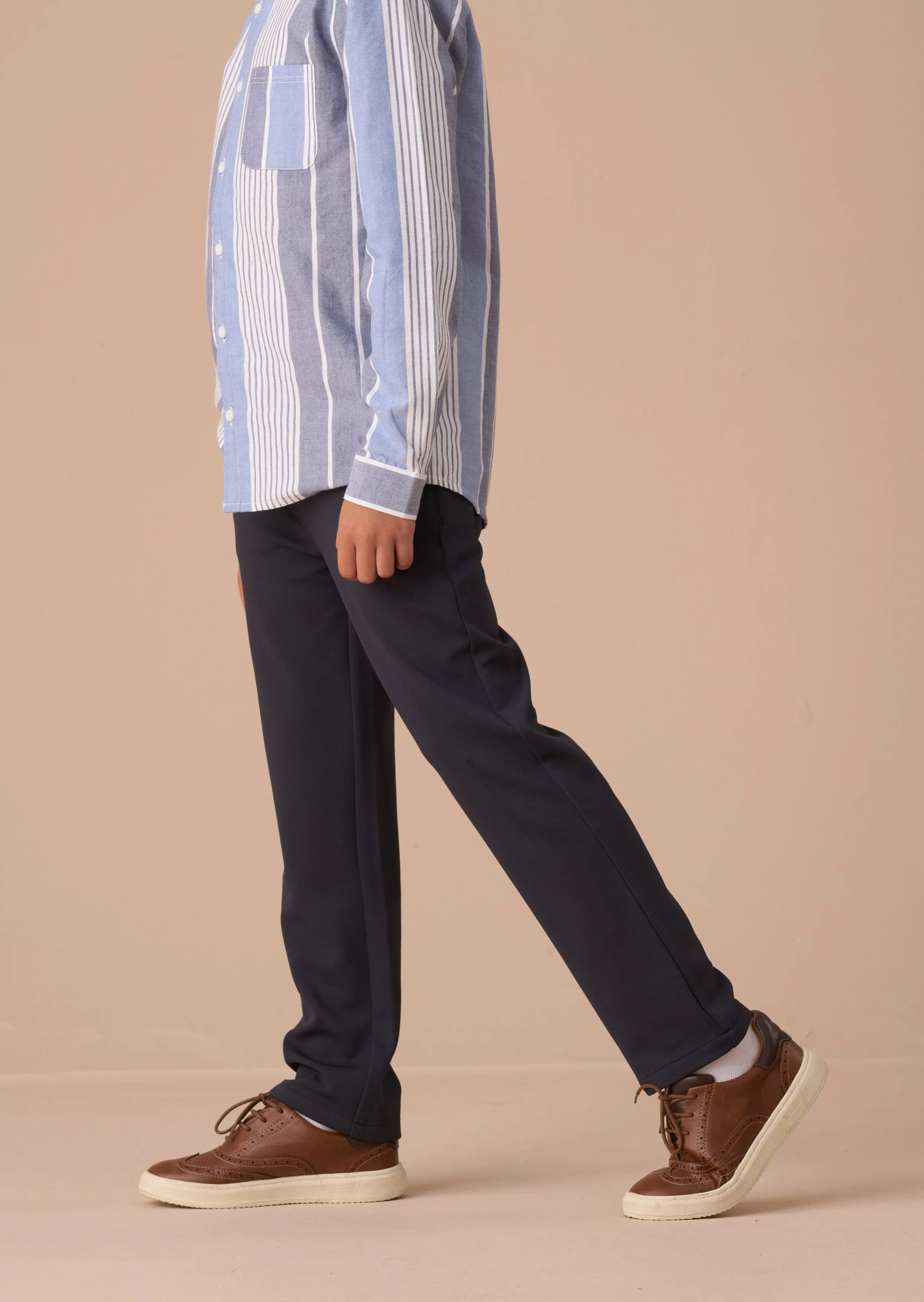 Benjamin Navy Smart Textured Trouser