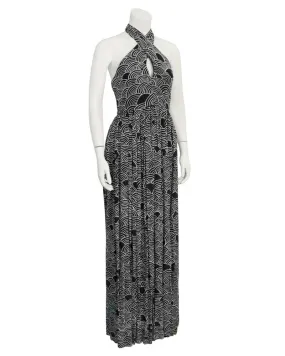 Black & White Cross Halter Gown