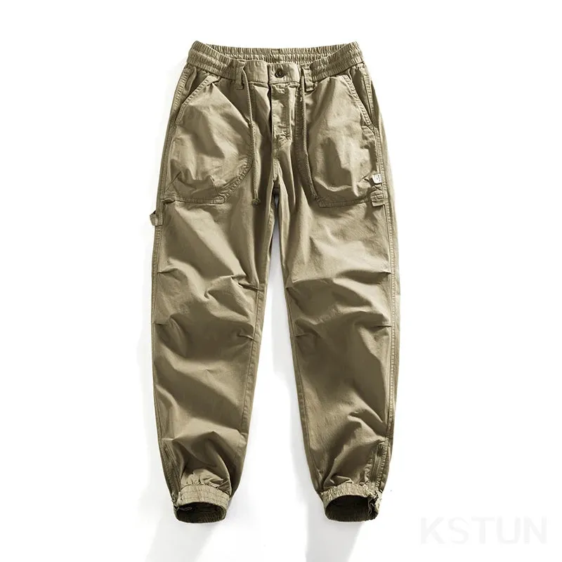 Black Casual Harem Pants For Men Cargo Pants Pleated Man Jogger Pants Striped Elastic Waist Sweatpants Bottom Zipper Desinger