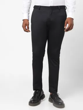 Black Pin Dot Knitted Stretch Men's Trouser
