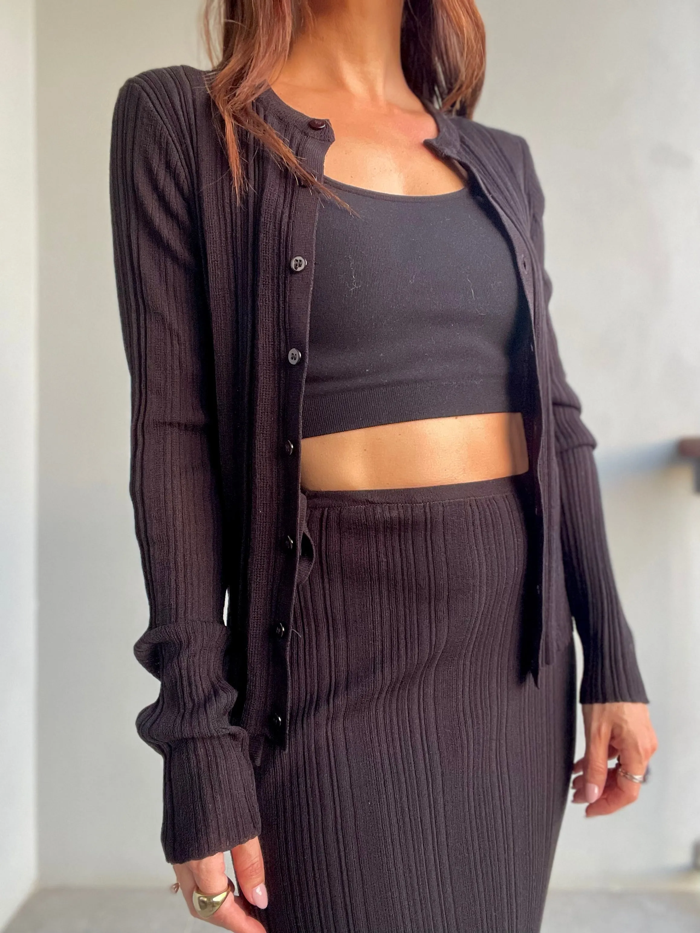 Blair Black Ribbed Cardigan