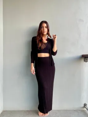 Blair Black Ribbed Cardigan