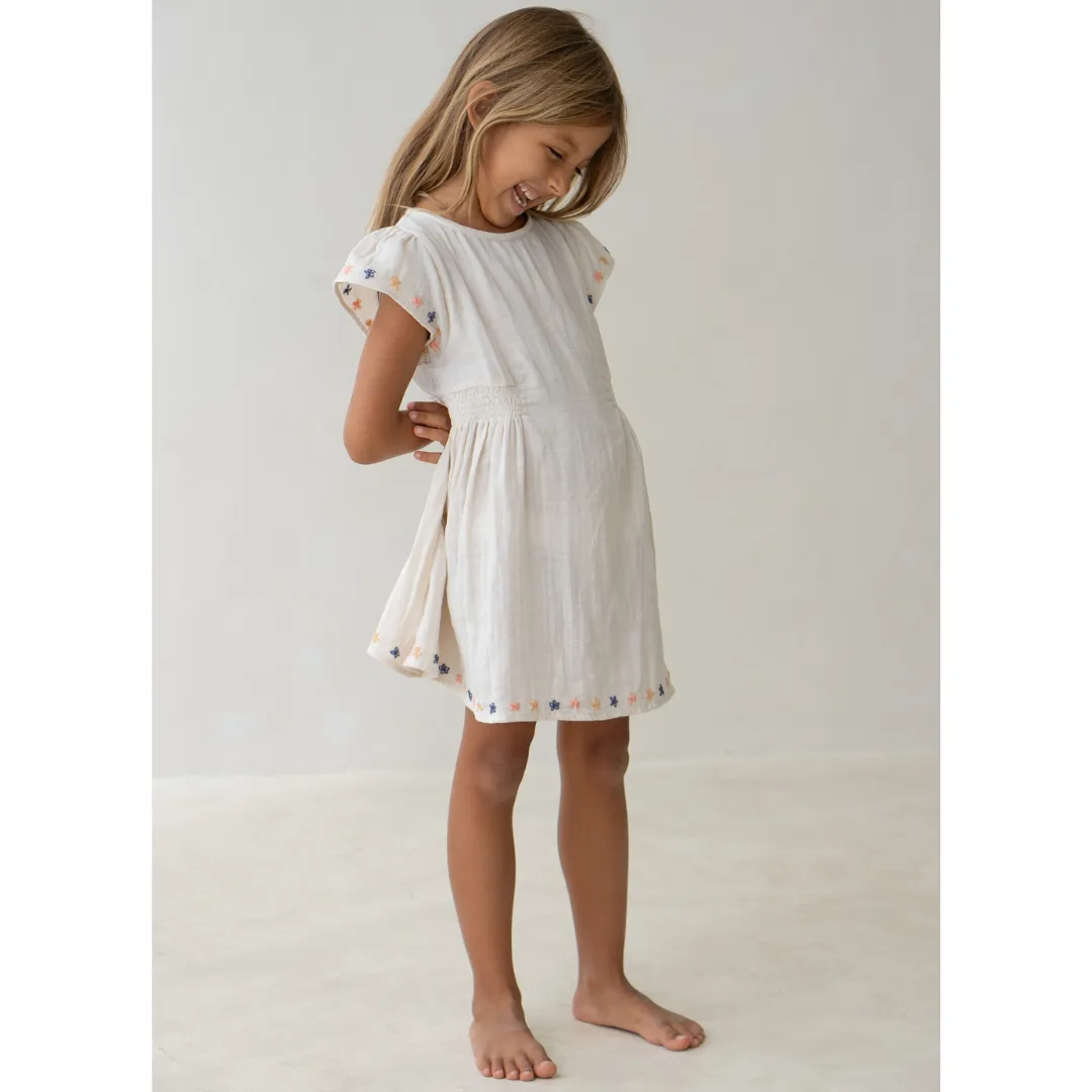 Blossom Dress - Natural Embroidered
