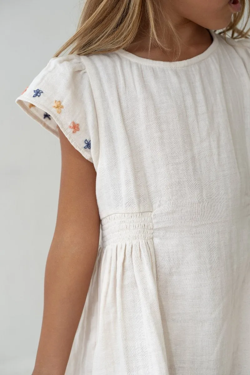 Blossom Dress - Natural Embroidered