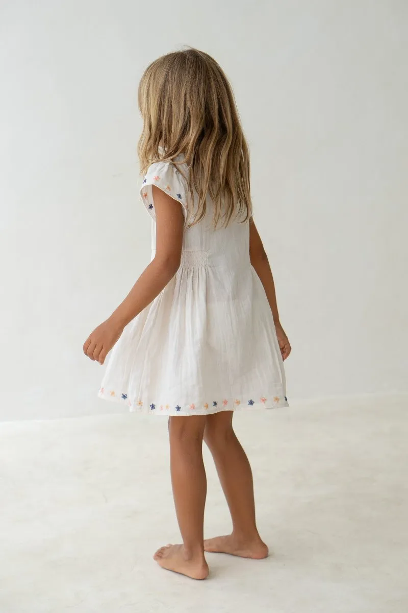 Blossom Dress - Natural Embroidered