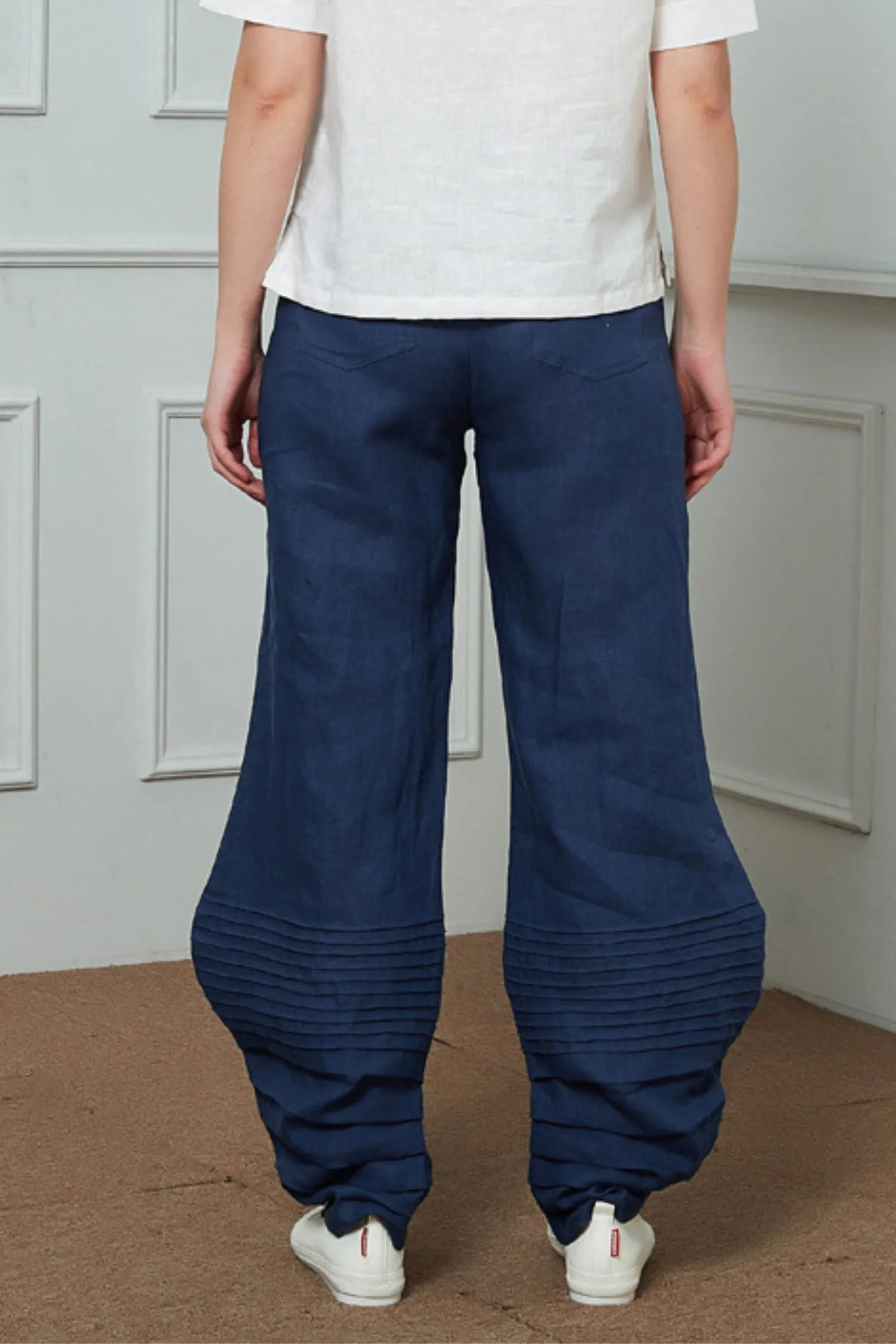 Blue Linen Casual pants C1454