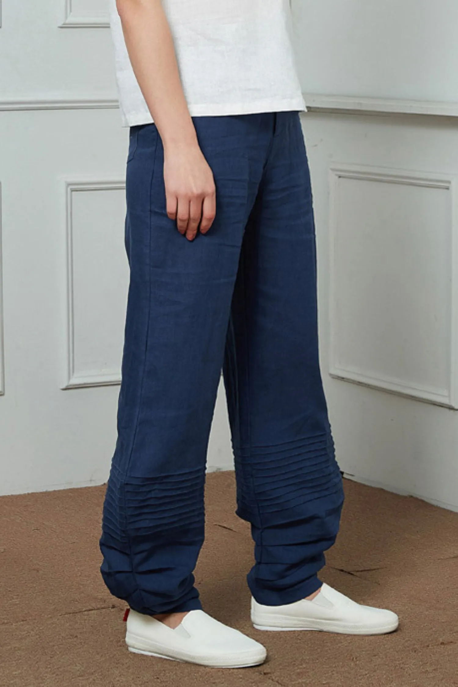 Blue Linen Casual pants C1454
