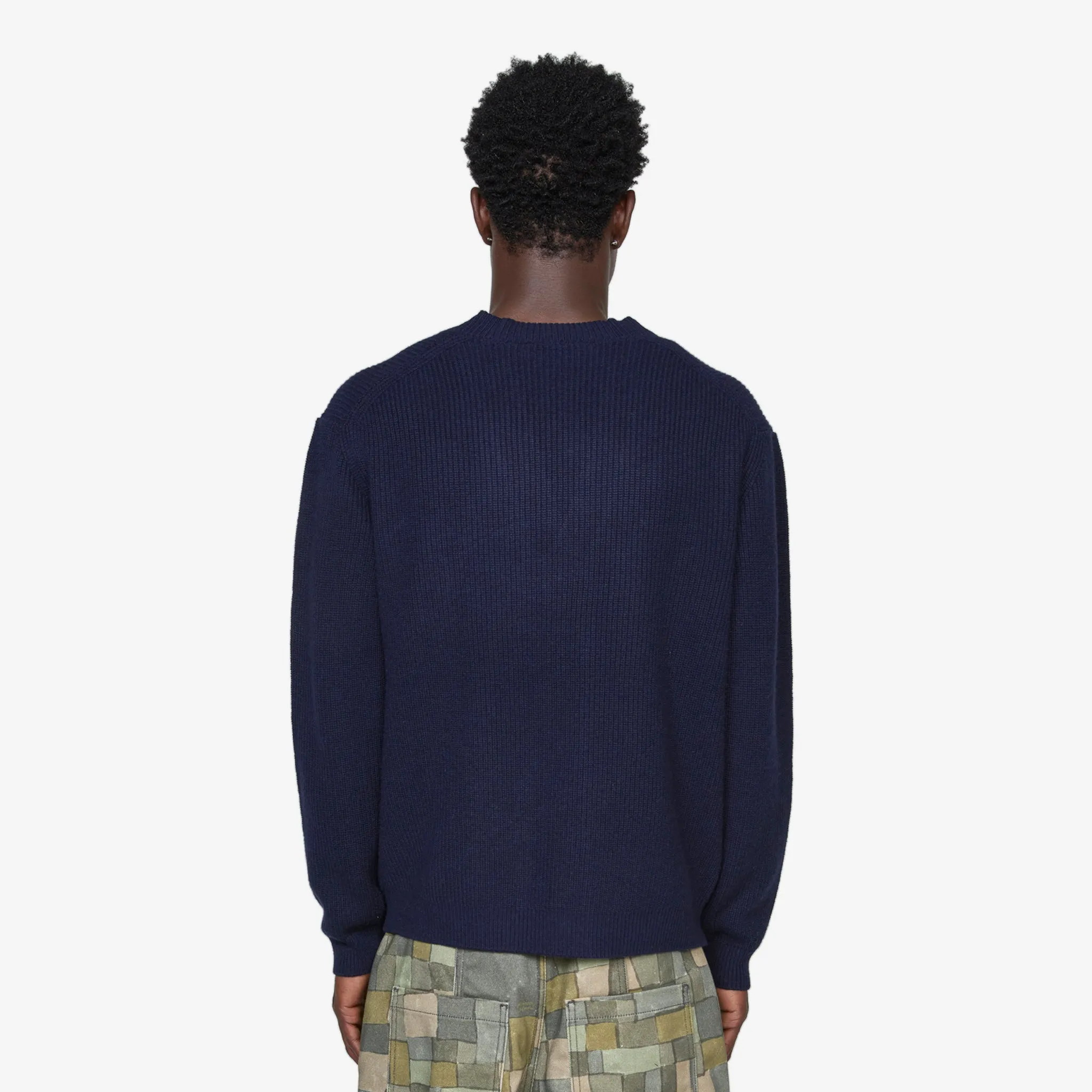 Bold Fox Head Patch Comfort Ribbed Cardigan Ink Blue