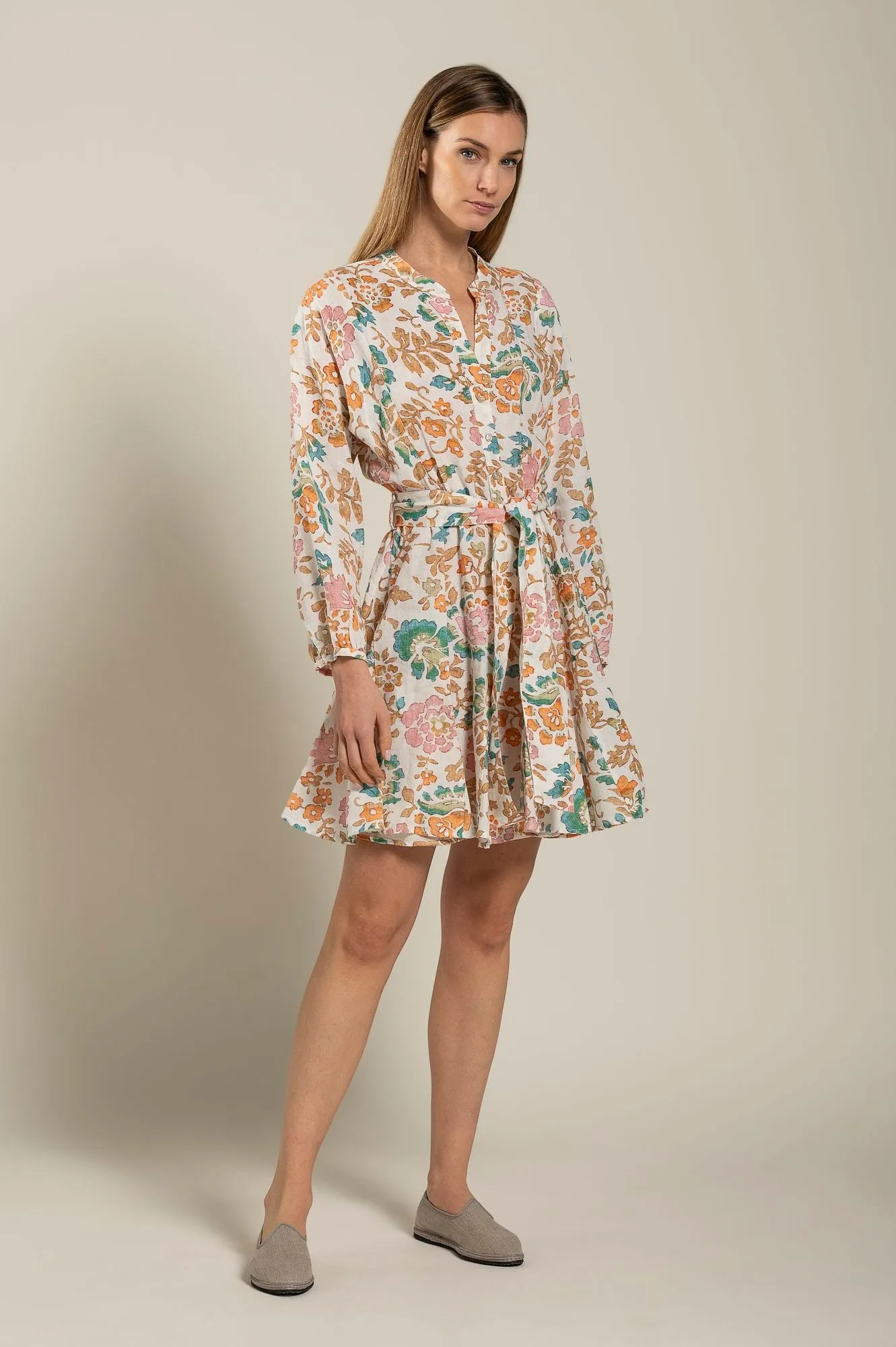 Botanical Floral Dress with Belt
