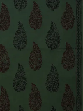 Bottle Green Maroon Black Bagh Printed Cotton Fabric Per Meter - F005F2076