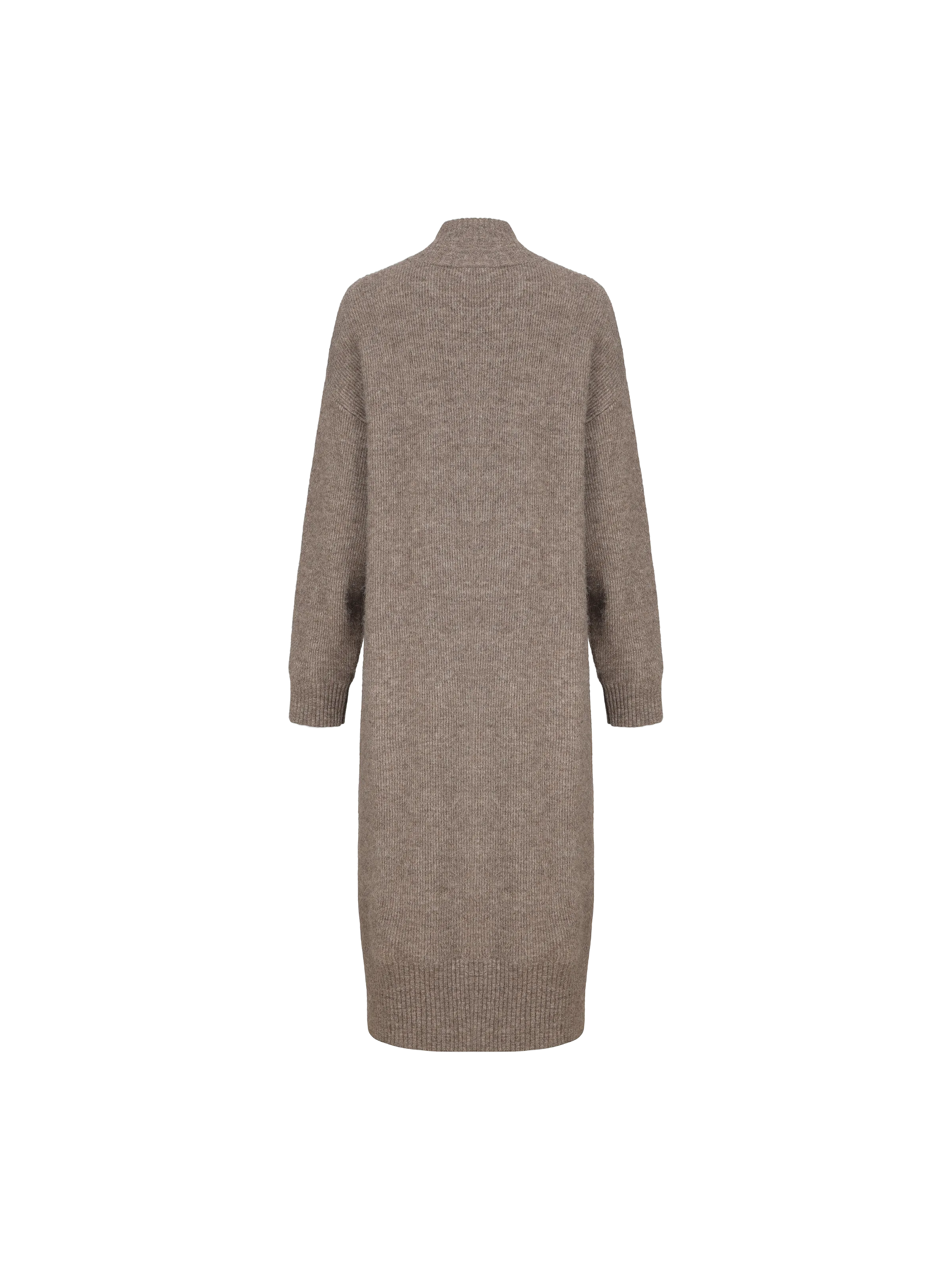Brown Knitted Ribbed Long Cardigan