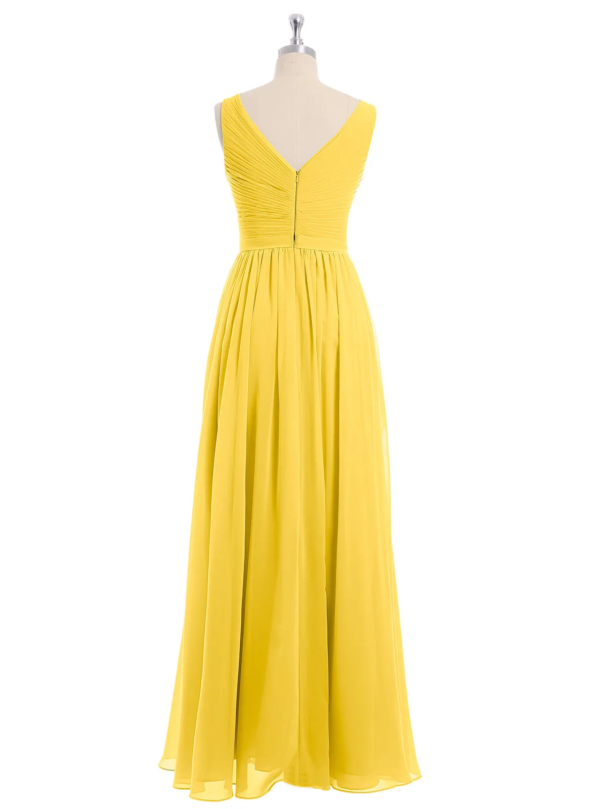 Chiffon V-neck Dress with Cascade Skirt Marigold