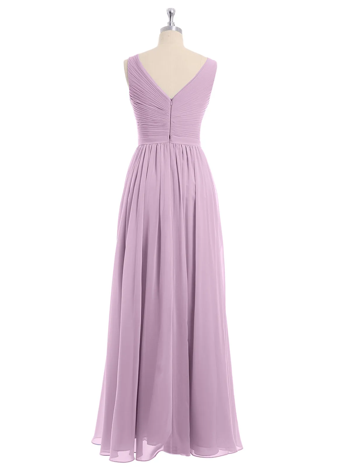 Chiffon V-neck Dress with Cascade Skirt Wisteria