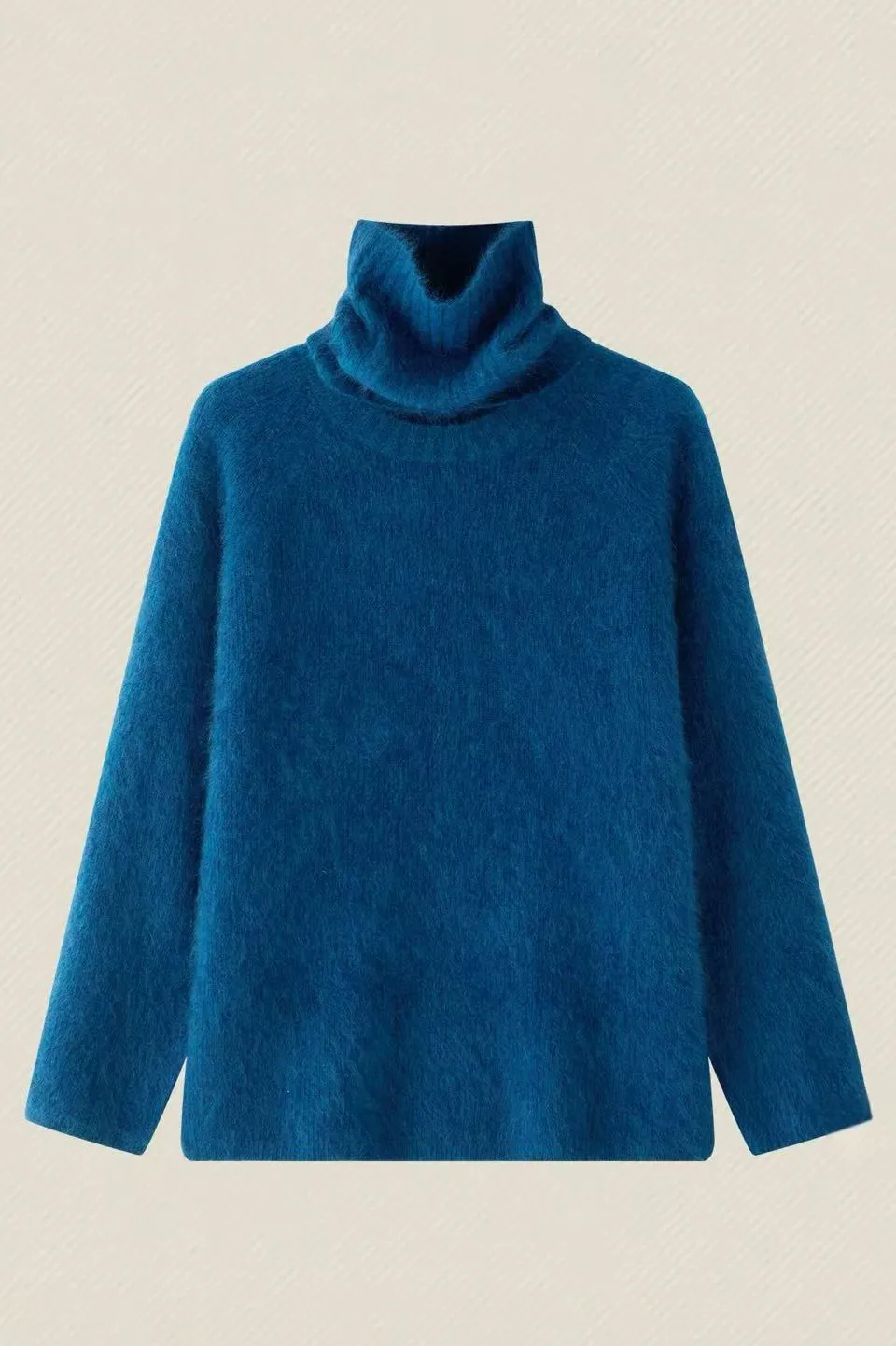 Chunky Brushed Cashmere Turtleneck Pullover Sweater