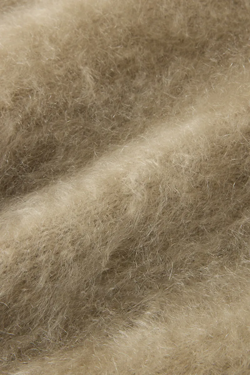Chunky Brushed Cashmere Turtleneck Pullover Sweater