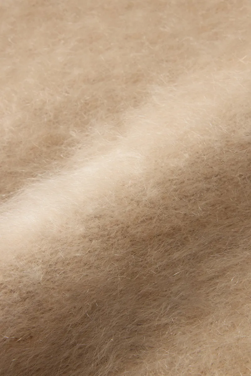 Chunky Brushed Cashmere Turtleneck Pullover Sweater