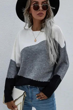 Color Block Dropped Shoulder Pullover Sweater | 3 colors -  All Sales Final