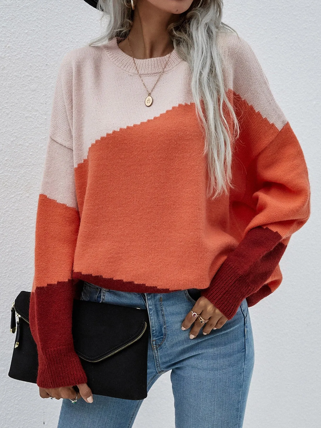 Color Block Dropped Shoulder Pullover Sweater | 3 colors -  All Sales Final